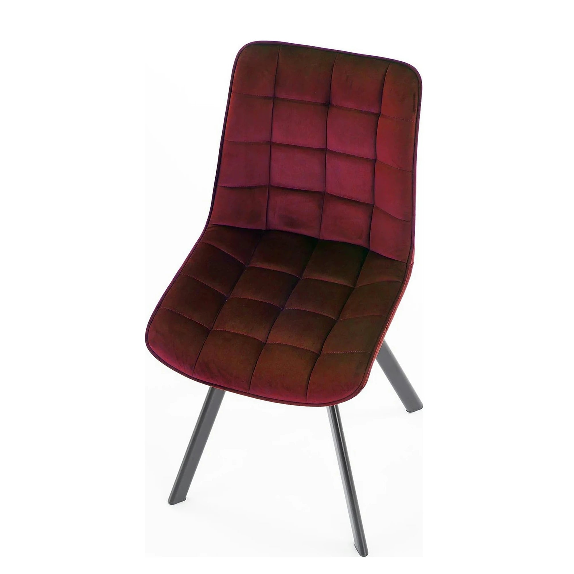 Scaun tapitat K332, visiniu/negru, stofa catifelata/metal, 46X61X84 cm