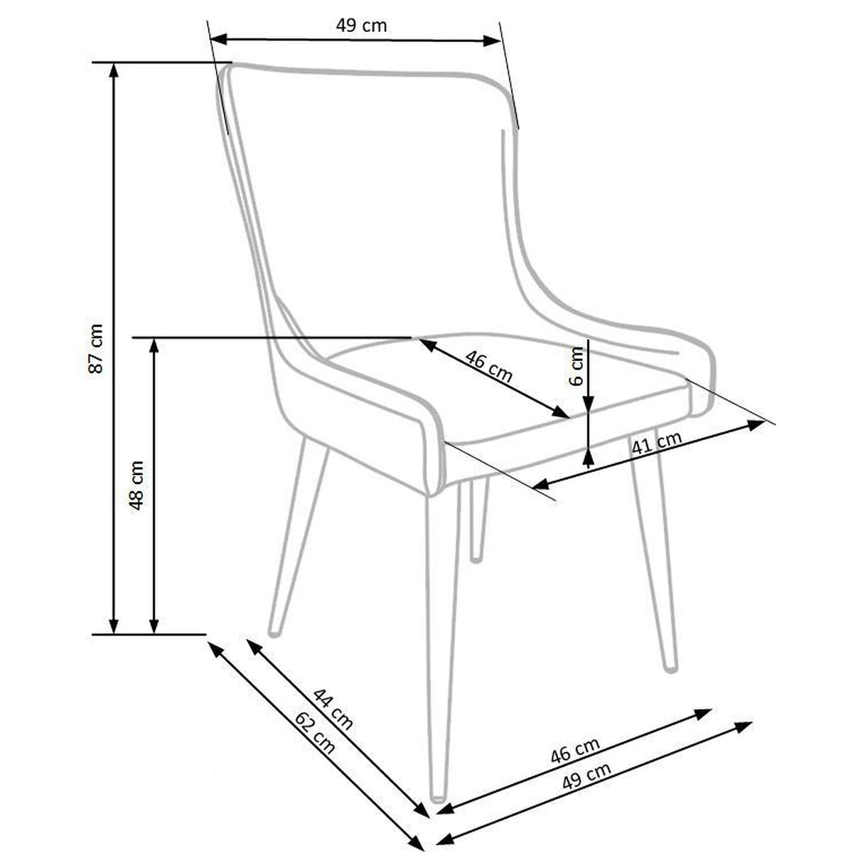 Scaun tapitat K333, gri/negru, stofa clasica/piele ecologica, 49X62X87 CM