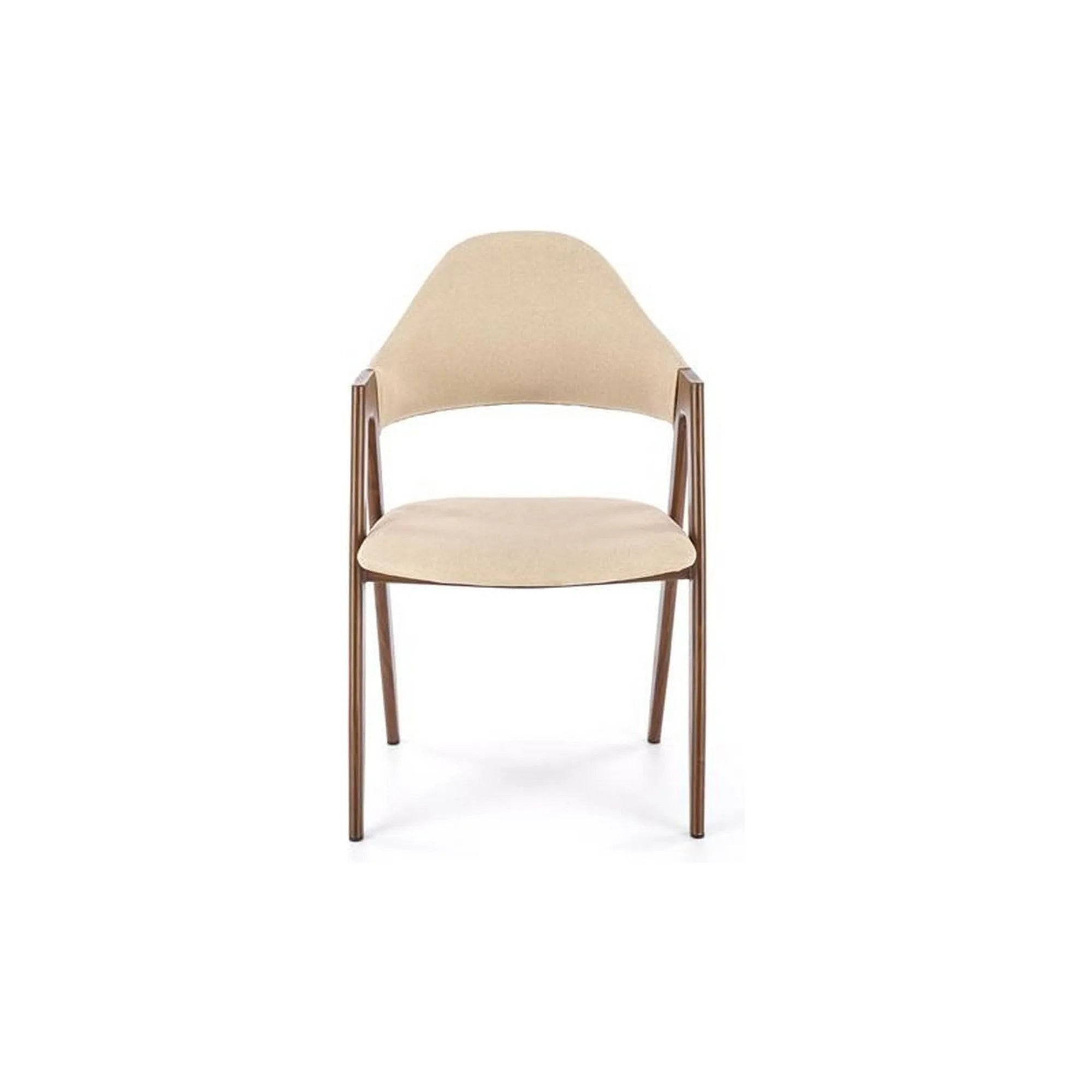 Scaun tapitat K344, bej/nuc, stofa clasica/metal, 51x57x82 cm