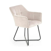 Scaun tapitat K377, bej/negru, stofa catifelata/metal, 60x62x81 cm