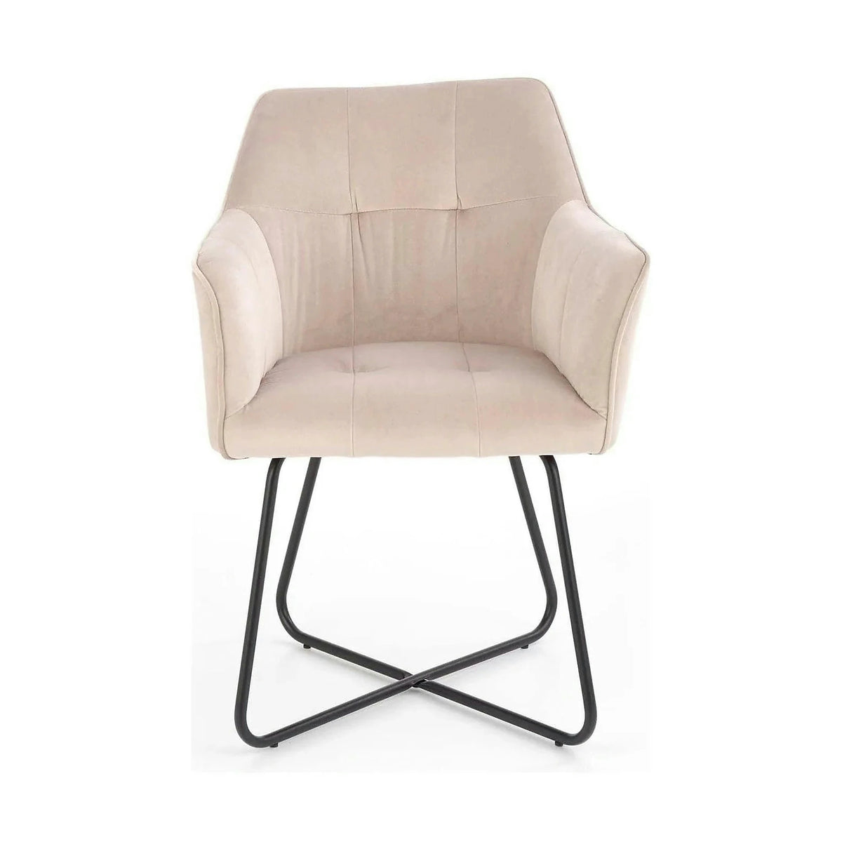 Scaun tapitat K377, bej/negru, stofa catifelata/metal, 60x62x81 cm