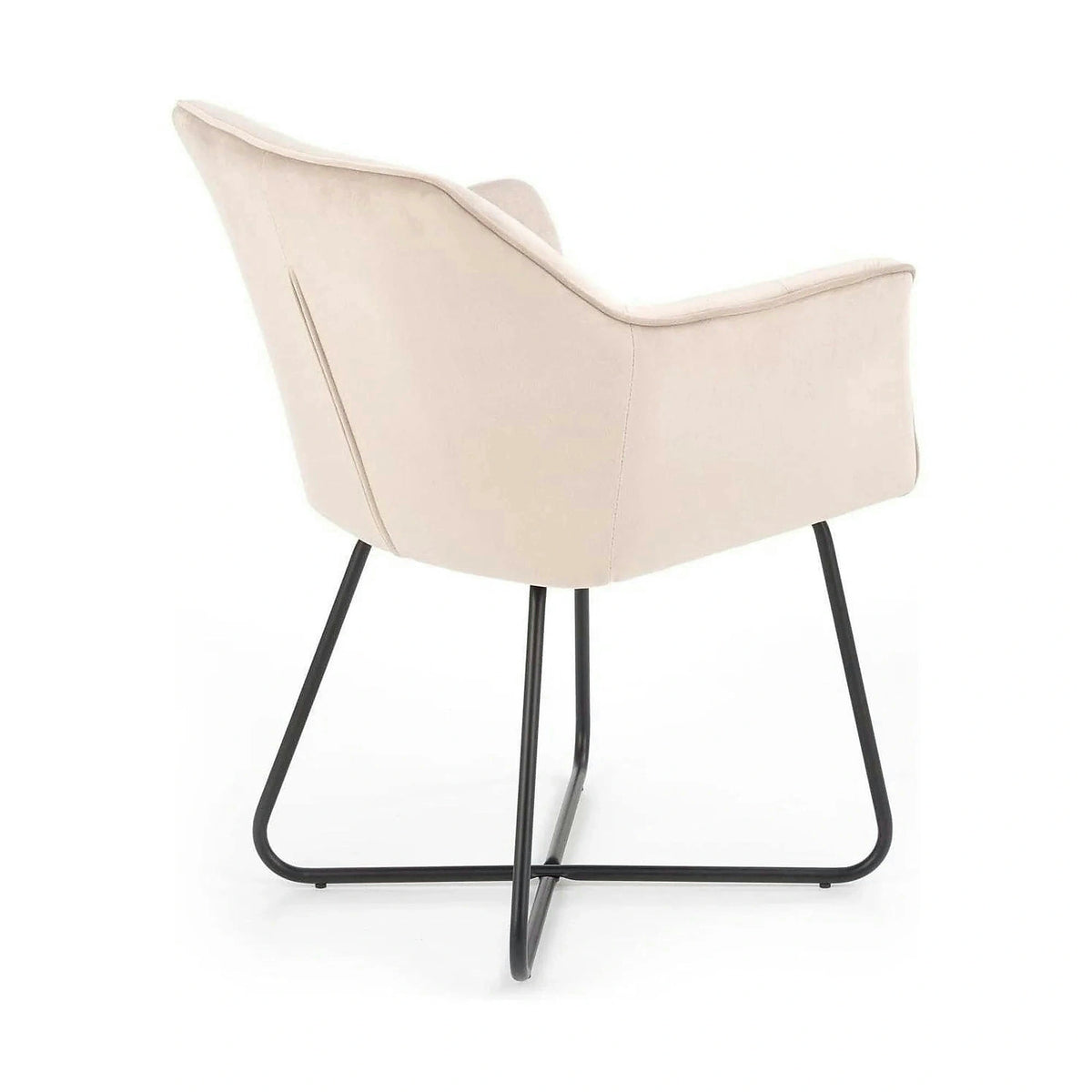 Scaun tapitat K377, bej/negru, stofa catifelata/metal, 60x62x81 cm