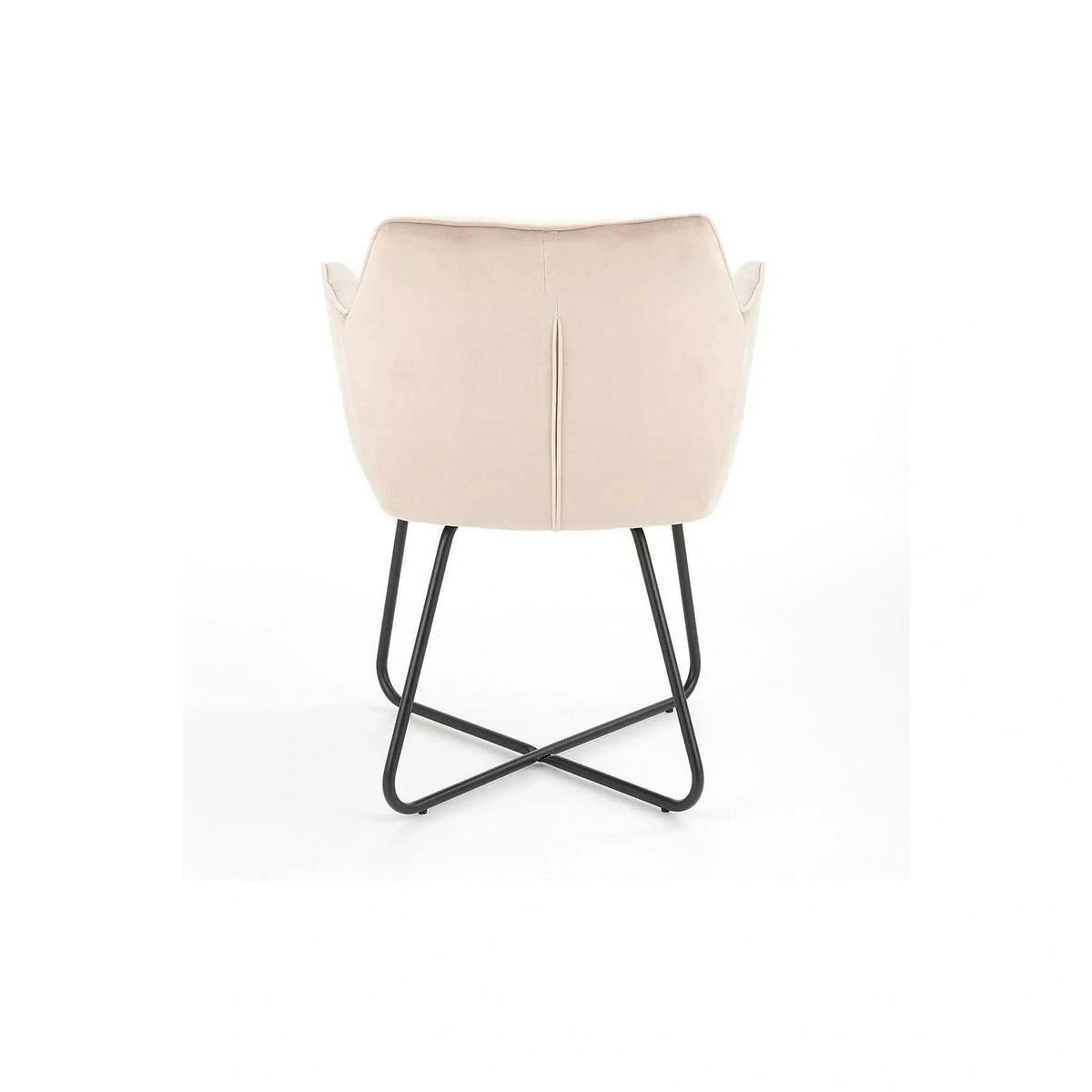 Scaun tapitat K377, bej/negru, stofa catifelata/metal, 60x62x81 cm