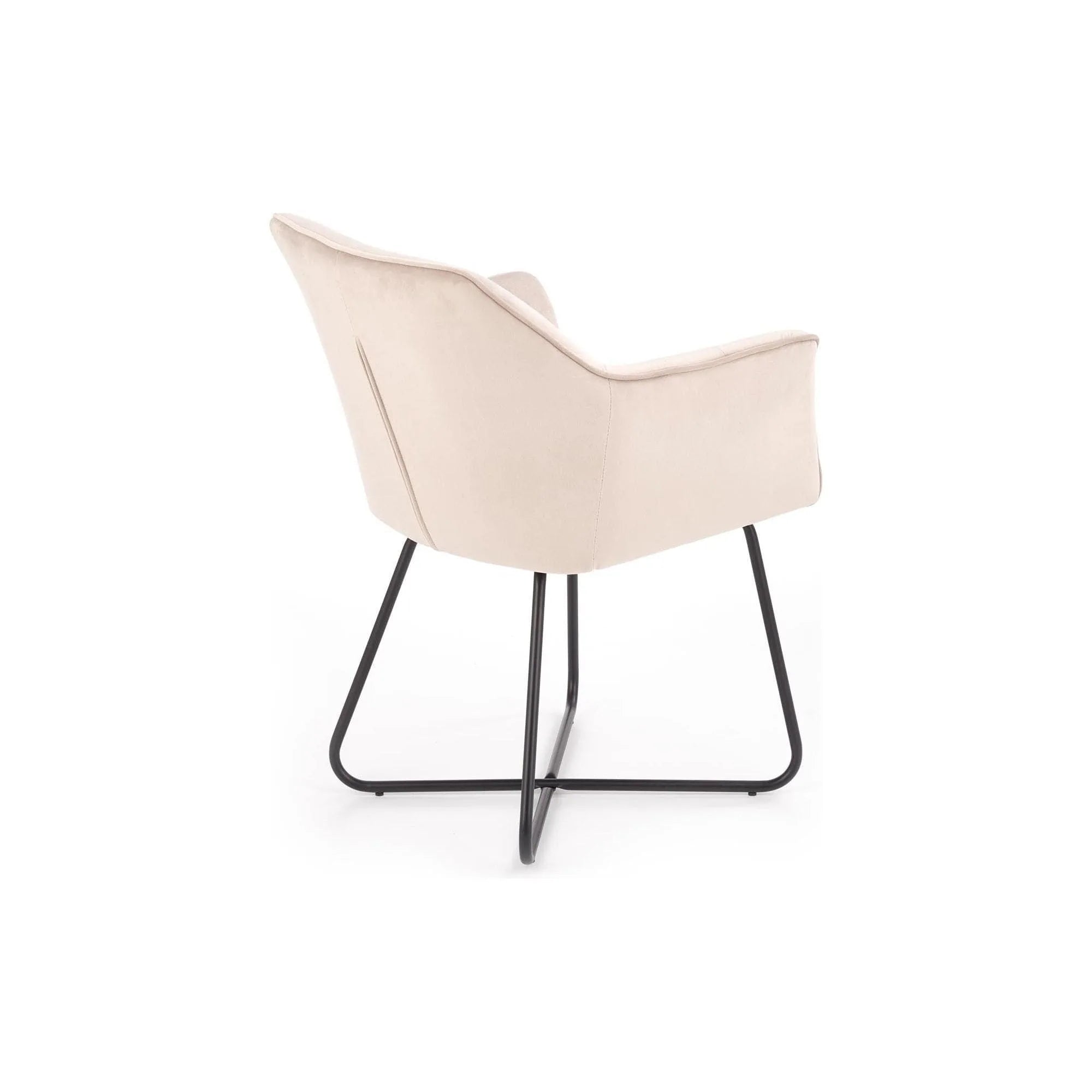 Scaun tapitat K377, bej/negru, stofa catifelata/metal, 60x62x81 cm