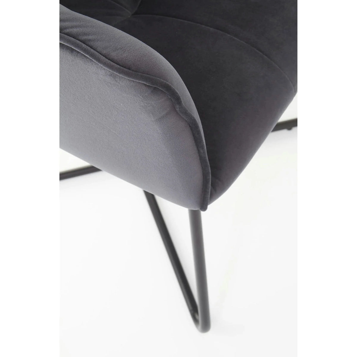 Scaun tapitat K377, gri inchis/negru, stofa catifelata/metal, 60x62x81 cm