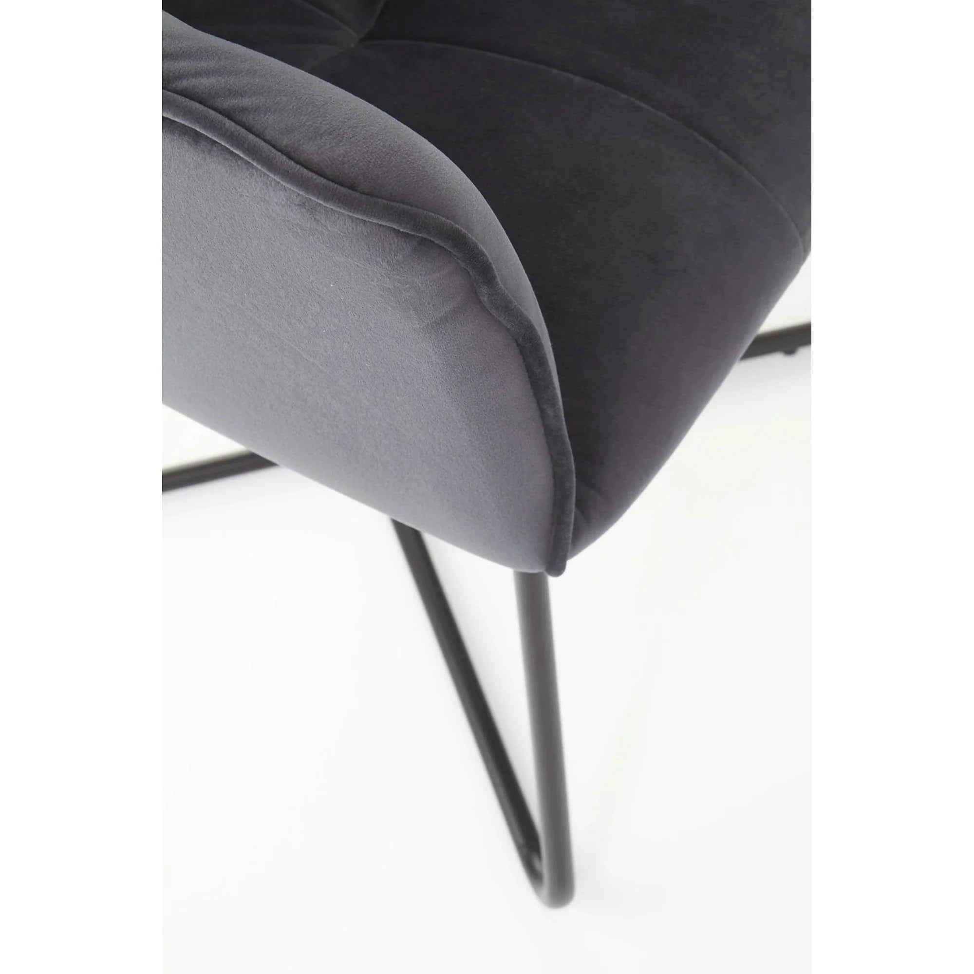 Scaun tapitat K377, gri inchis/negru, stofa catifelata/metal, 60x62x81 cm