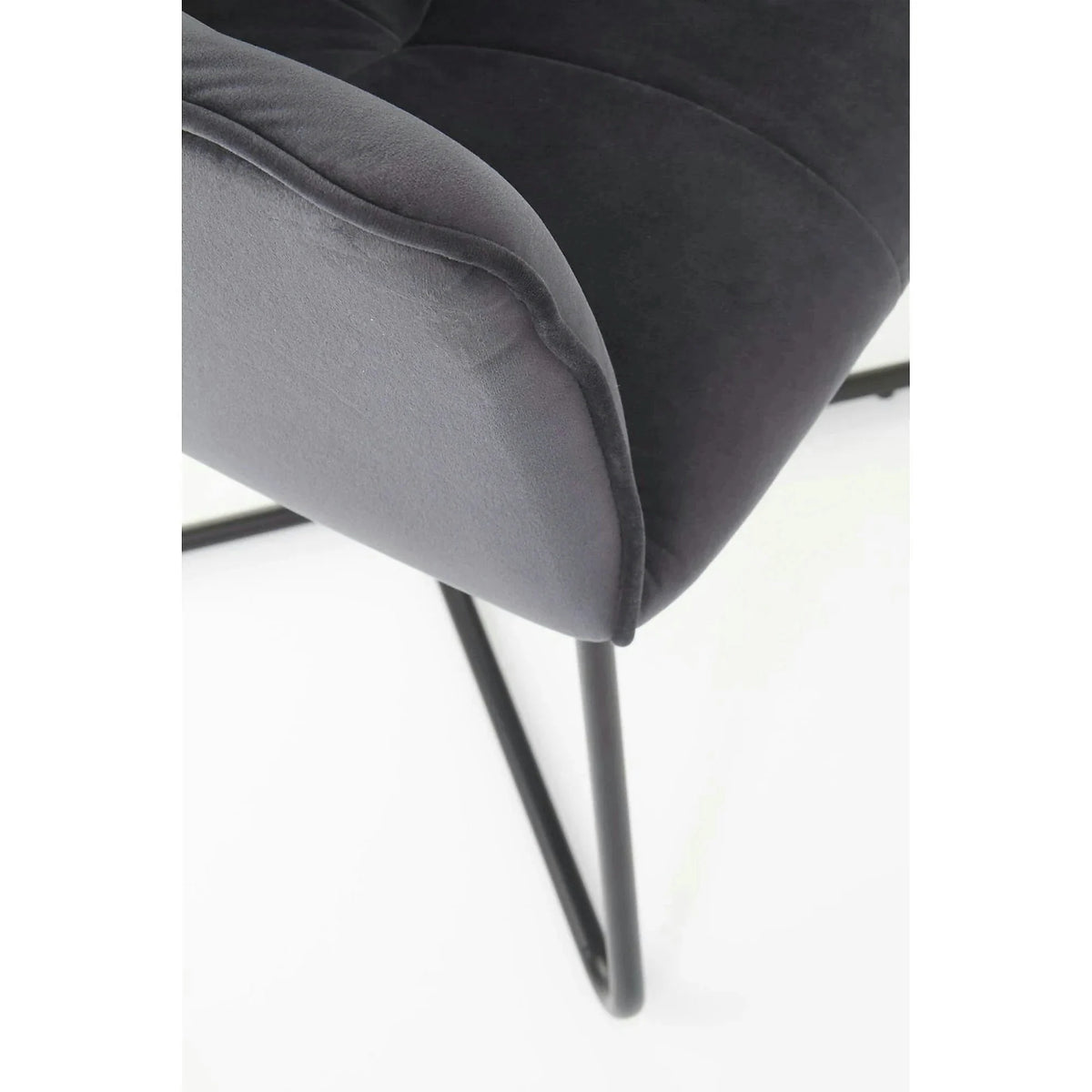 Scaun tapitat K377, gri inchis/negru, stofa catifelata/metal, 60x62x81 cm