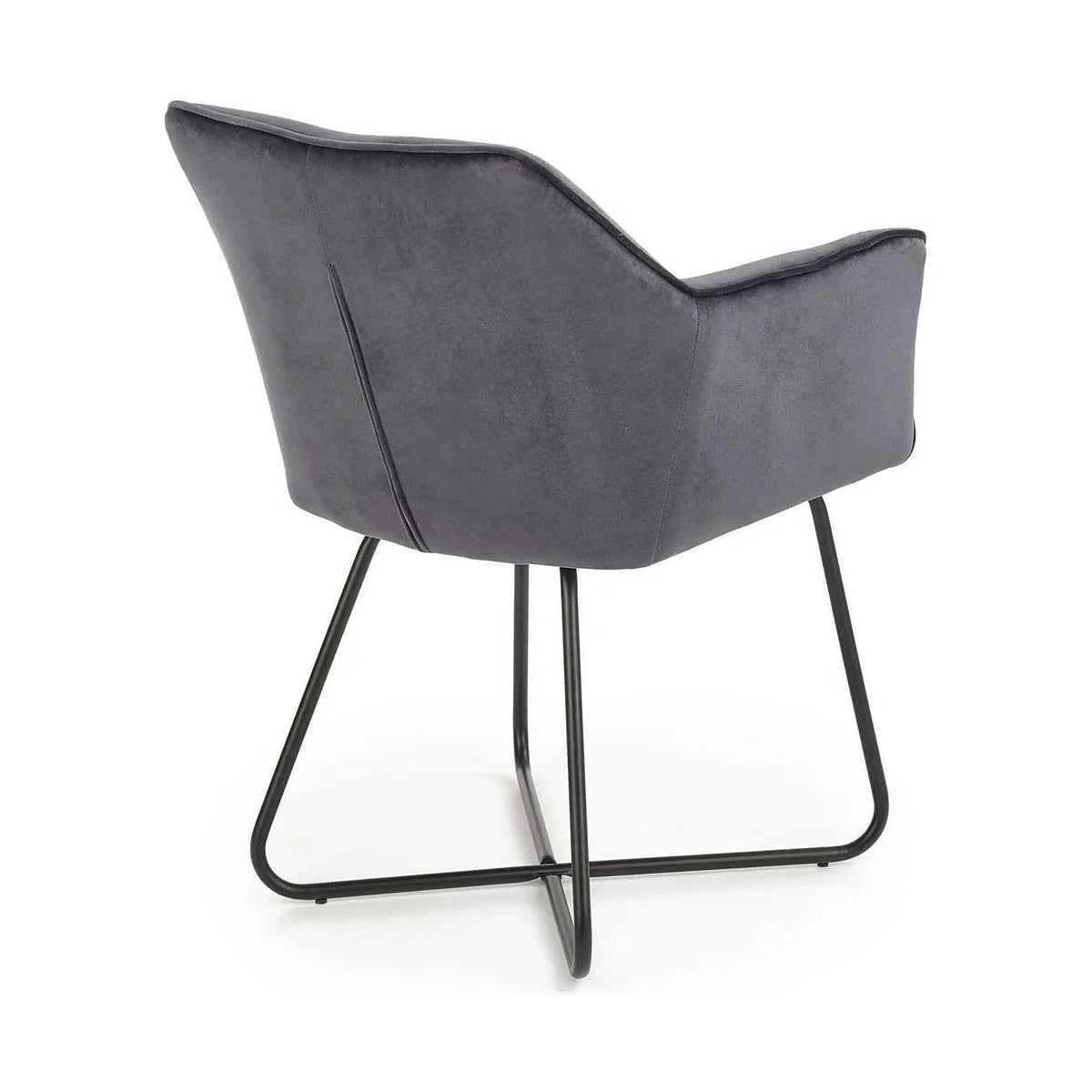 Scaun tapitat K377, gri inchis/negru, stofa catifelata/metal, 60x62x81 cm