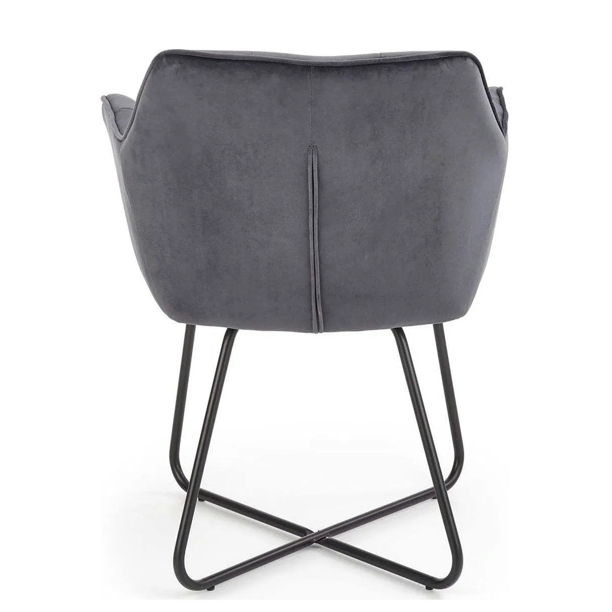 Scaun tapitat K377, gri inchis/negru, stofa catifelata/metal, 60x62x81 cm