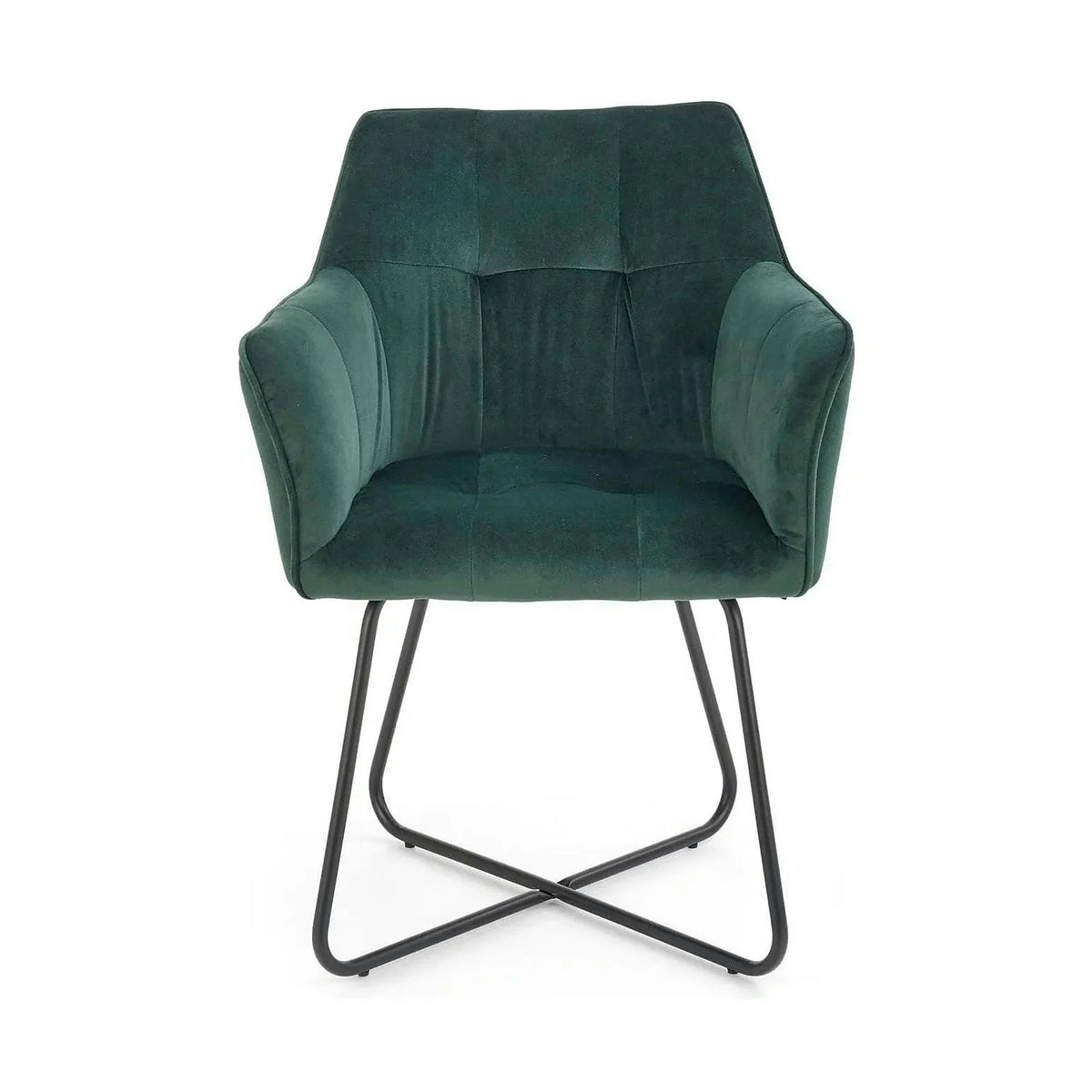 Scaun tapitat K377, verde inchis/negru, stofa catifelata/metal, 60x62x81 cm