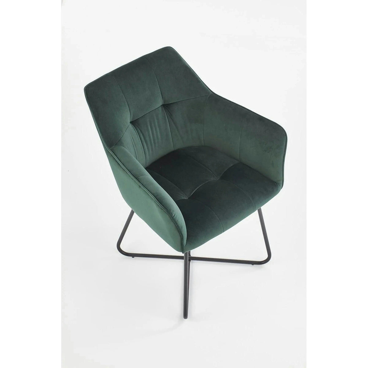 Scaun tapitat K377, verde inchis/negru, stofa catifelata/metal, 60x62x81 cm