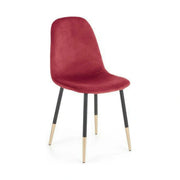 Scaun tapitat K379, rosu/negru, stofa catifelata/metal, 45x48x88 cm