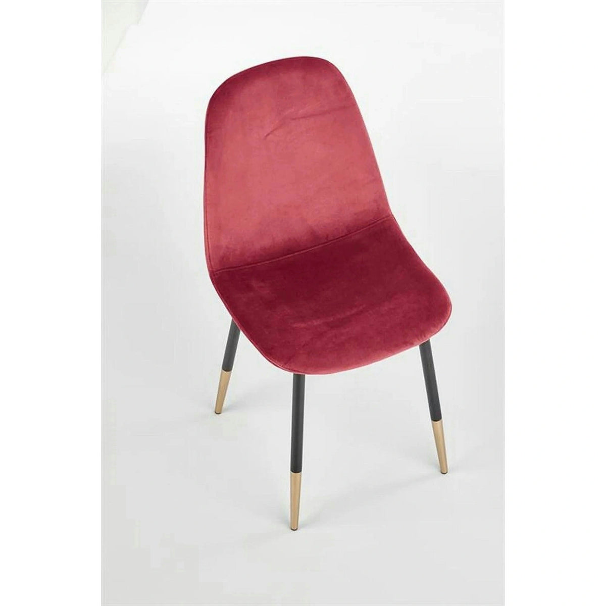 Scaun tapitat K379, rosu/negru, stofa catifelata/metal, 45x48x88 cm