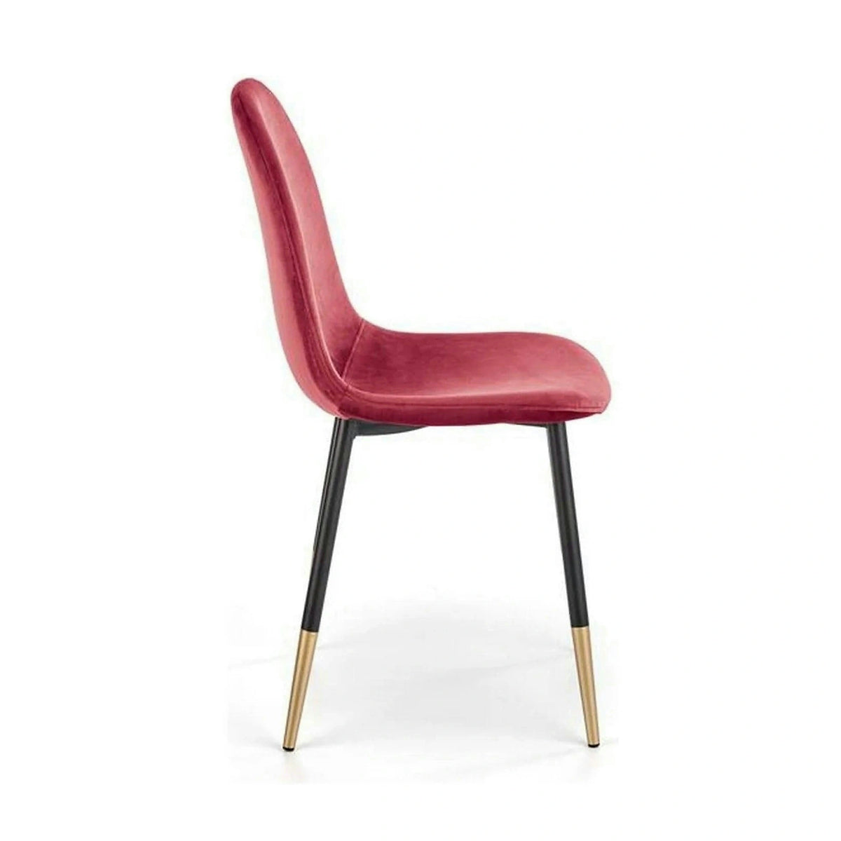 Scaun tapitat K379, rosu/negru, stofa catifelata/metal, 45x48x88 cm