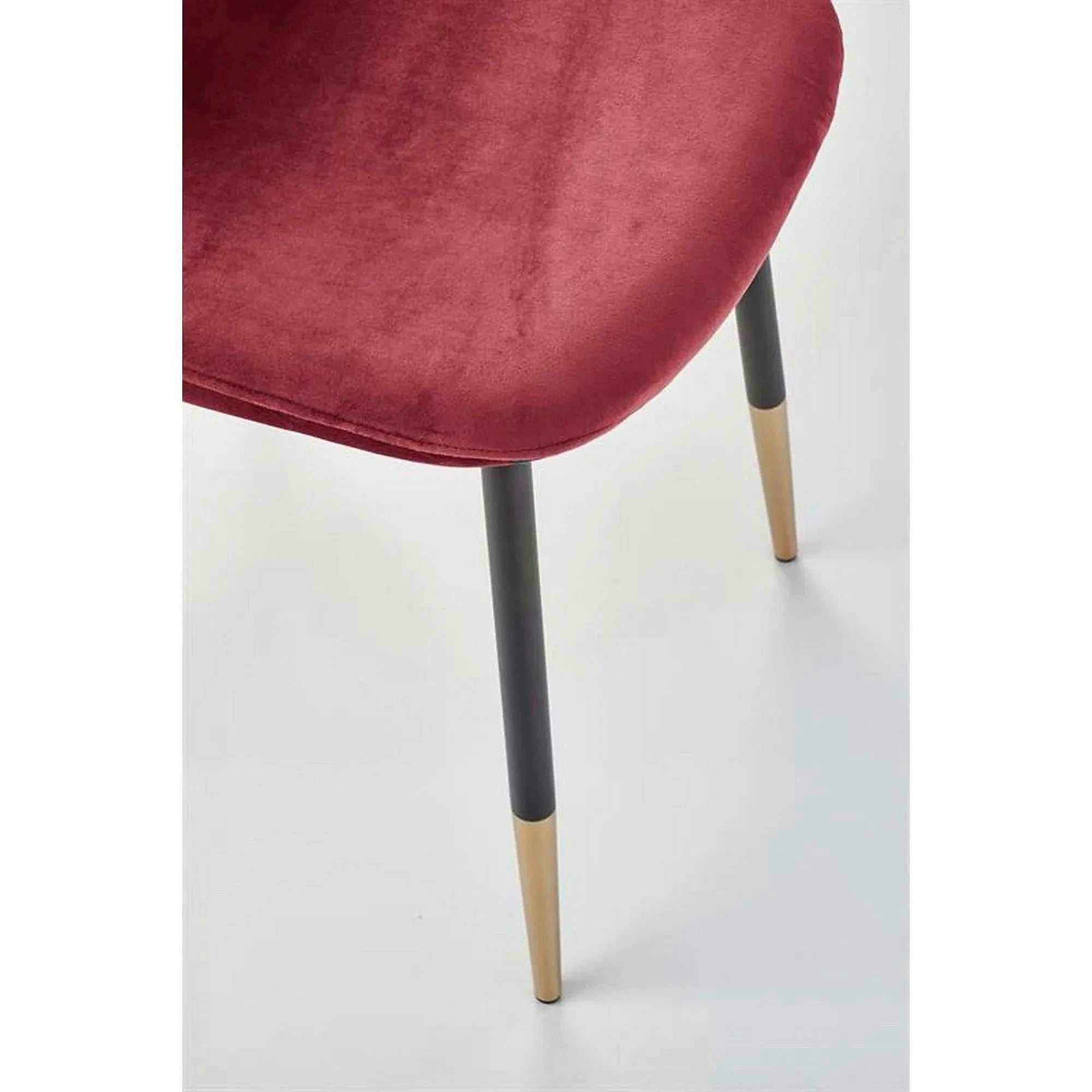 Scaun tapitat K379, rosu/negru, stofa catifelata/metal, 45x48x88 cm