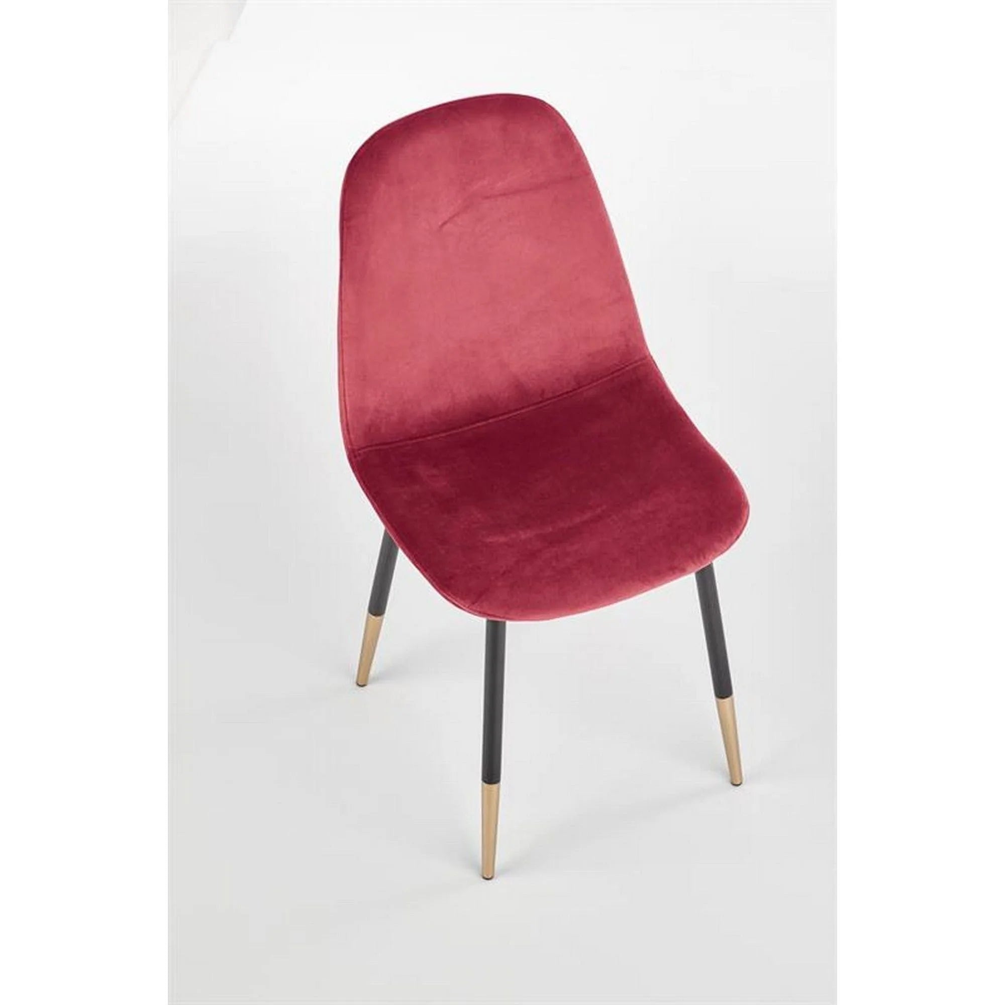 Scaun tapitat K379, rosu/negru, stofa catifelata/metal, 45x48x88 cm