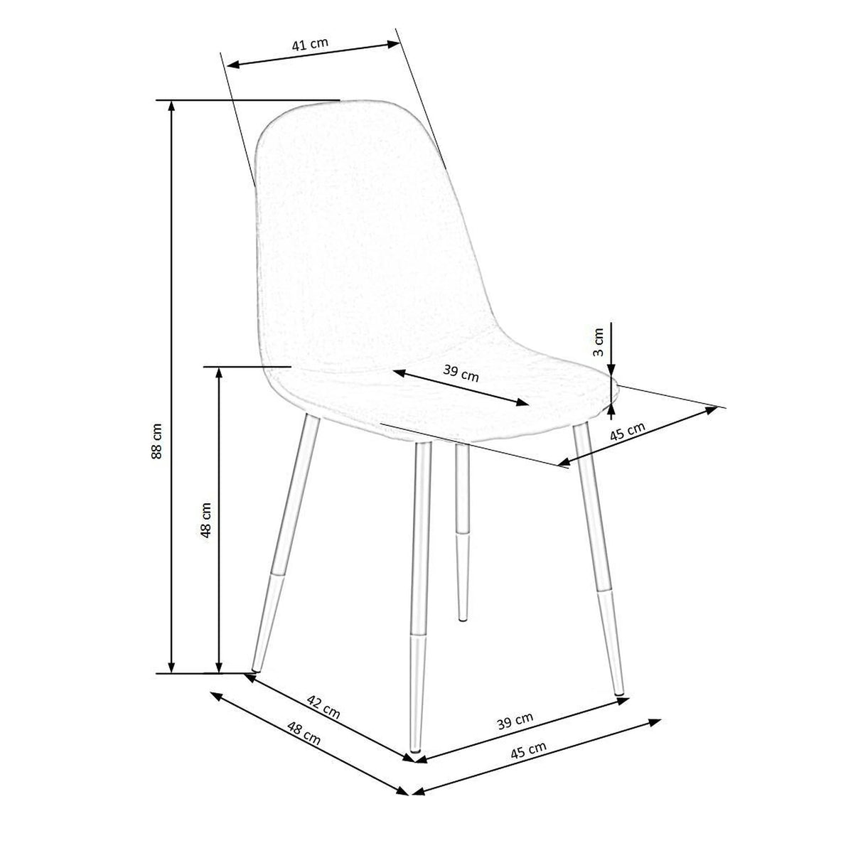 Scaun tapitat K379, verde/negru, stofa catifelata/metal, 45x48x88 cm