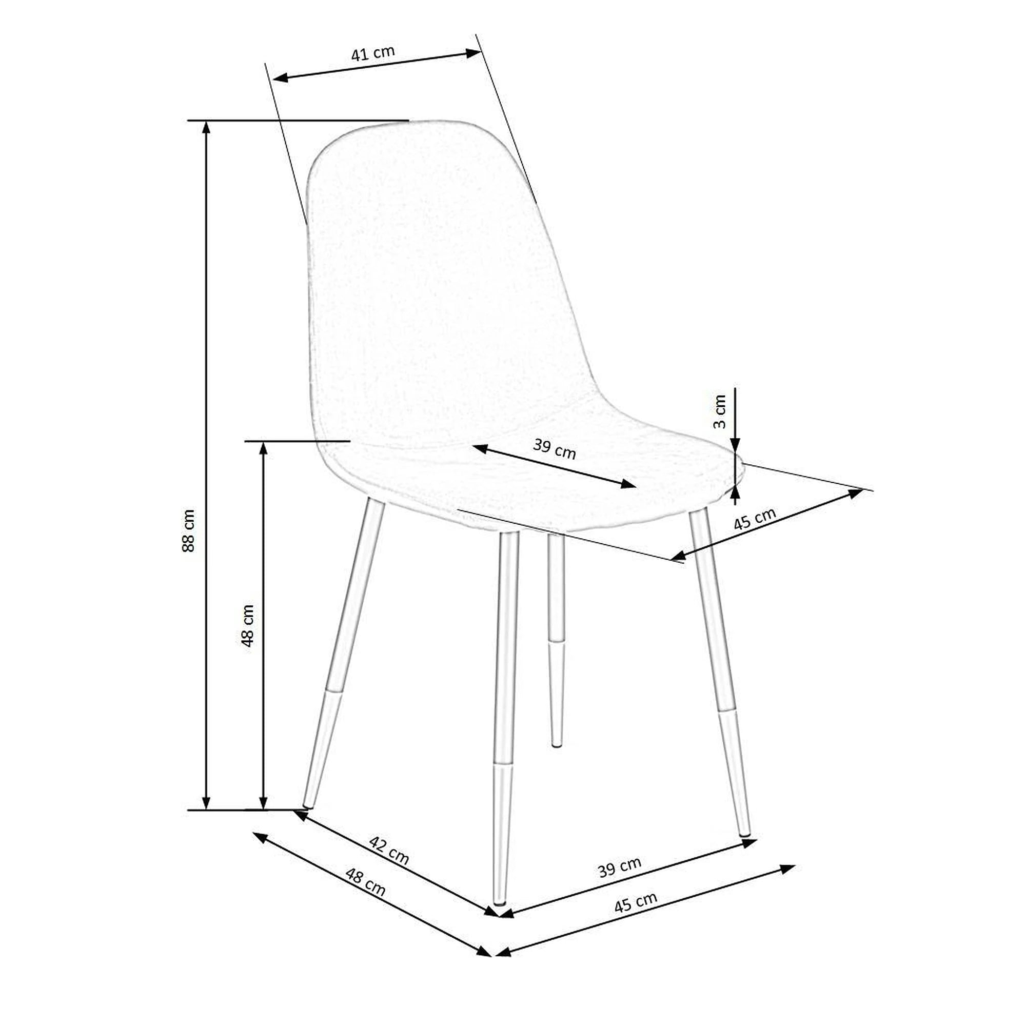 Scaun tapitat K379, verde/negru, stofa catifelata/metal, 45x48x88 cm