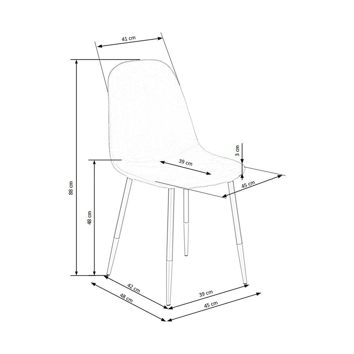 Scaun tapitat K379, verde/negru, stofa catifelata/metal, 45x48x88 cm