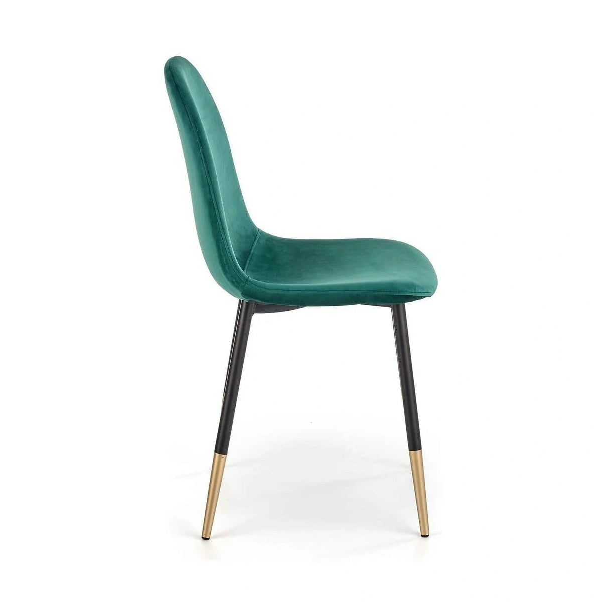 Scaun tapitat K379, verde/negru, stofa catifelata/metal, 45x48x88 cm