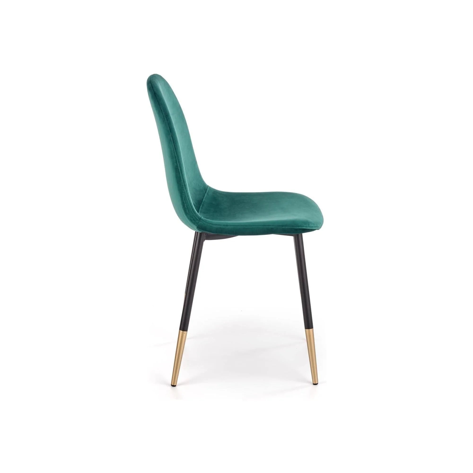 Scaun tapitat K379, verde/negru, stofa catifelata/metal, 45x48x88 cm