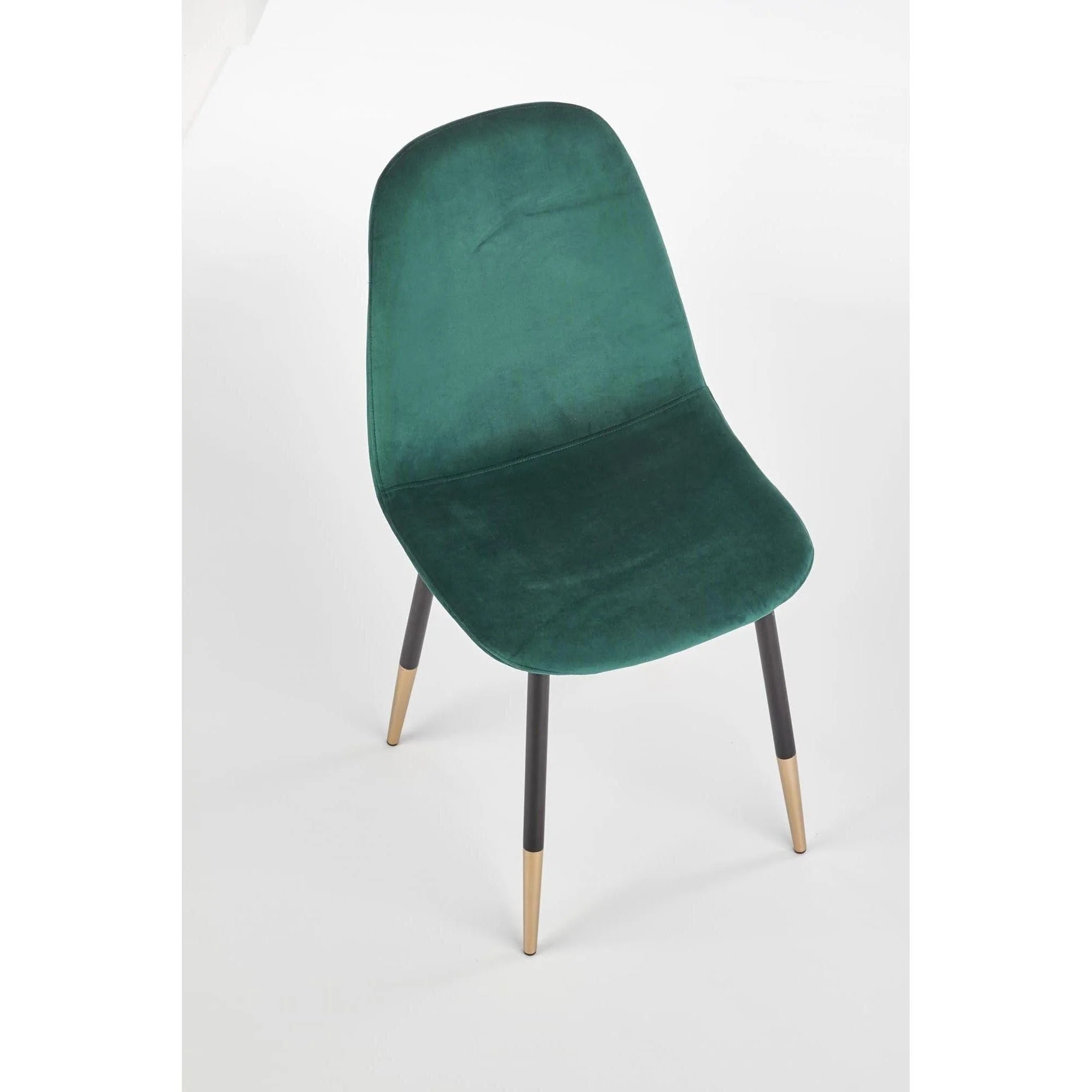 Scaun tapitat K379, verde/negru, stofa catifelata/metal, 45x48x88 cm