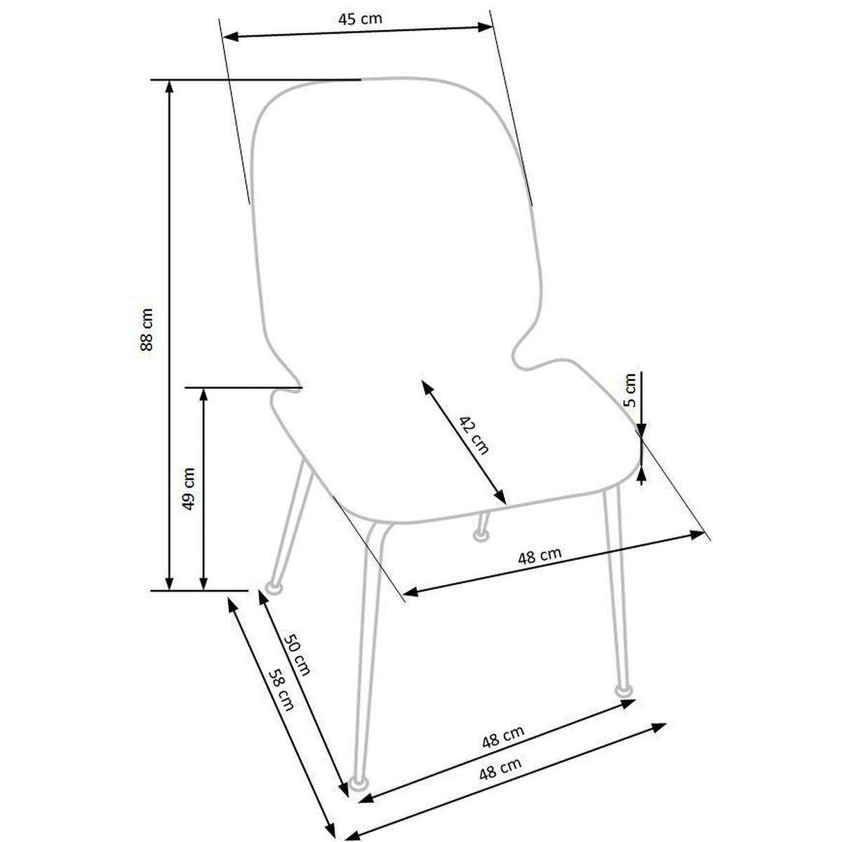 Scaun tapitat K381, gri/auriu, stofa catifelata/metal, 48x58x88 cm