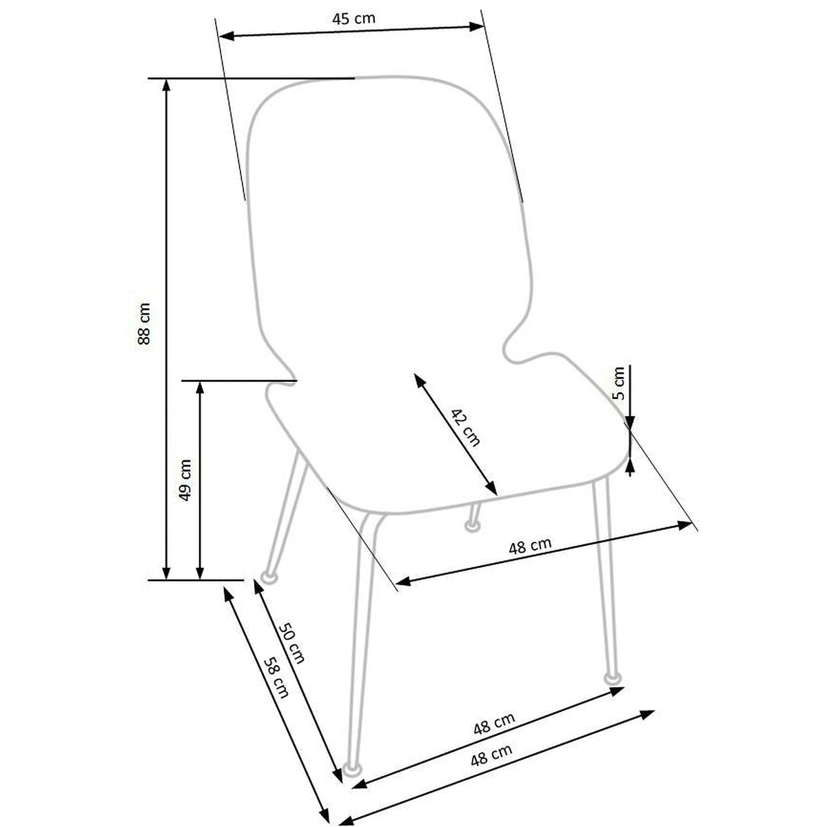 Scaun tapitat K381, gri/auriu, stofa catifelata/metal, 48x58x88 cm