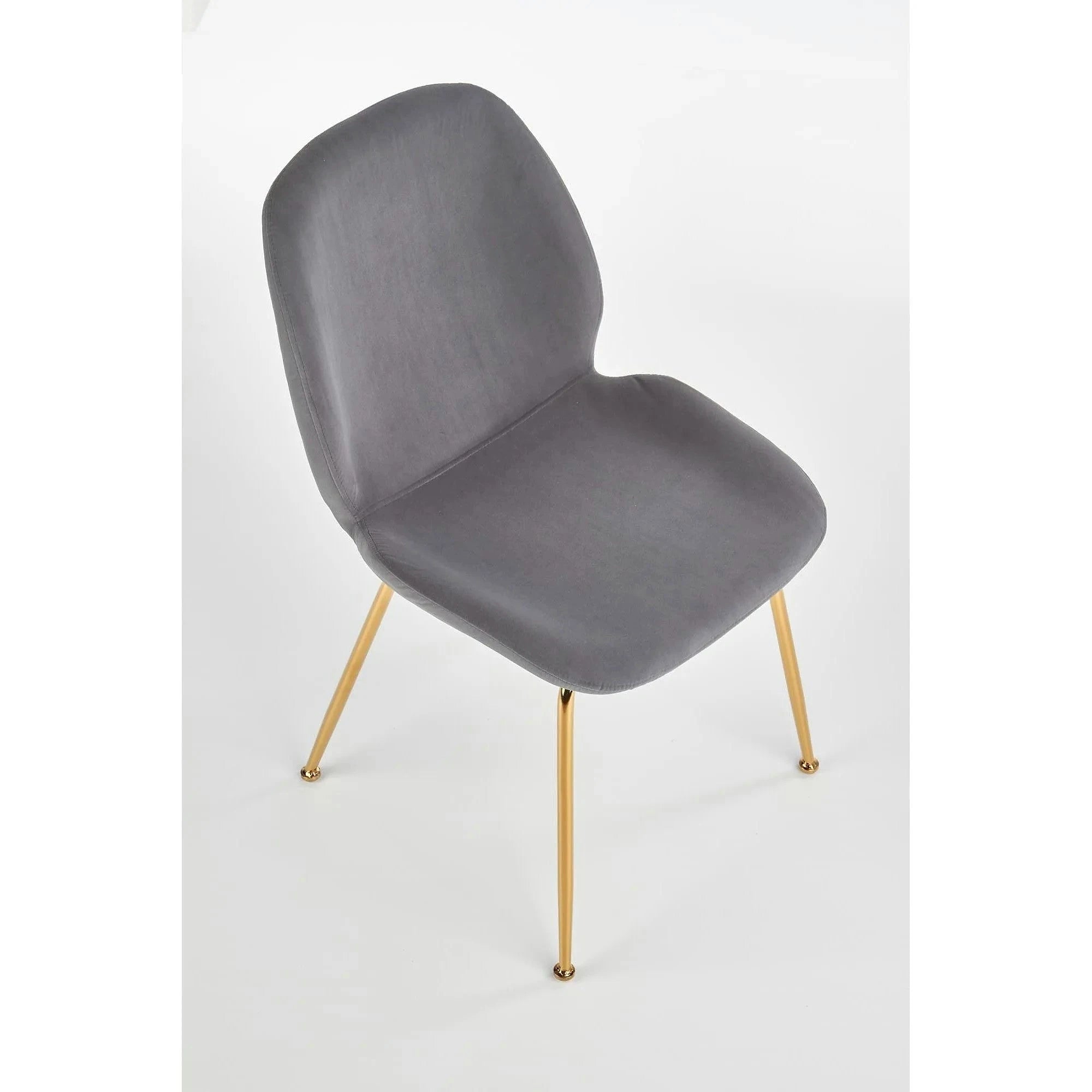 Scaun tapitat K381, gri/auriu, stofa catifelata/metal, 48x58x88 cm