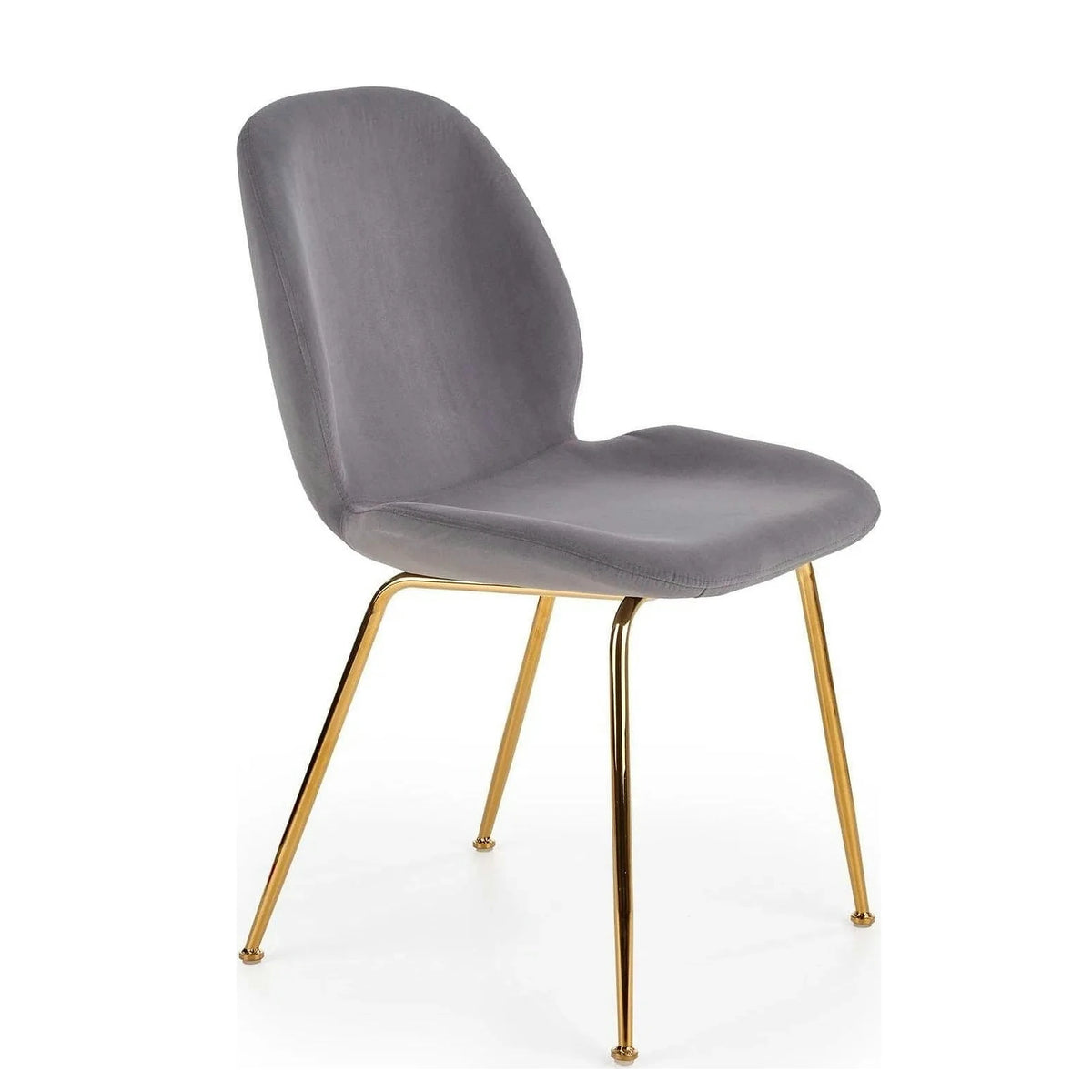 Scaun tapitat K381, gri/auriu, stofa catifelata/metal, 48x58x88 cm