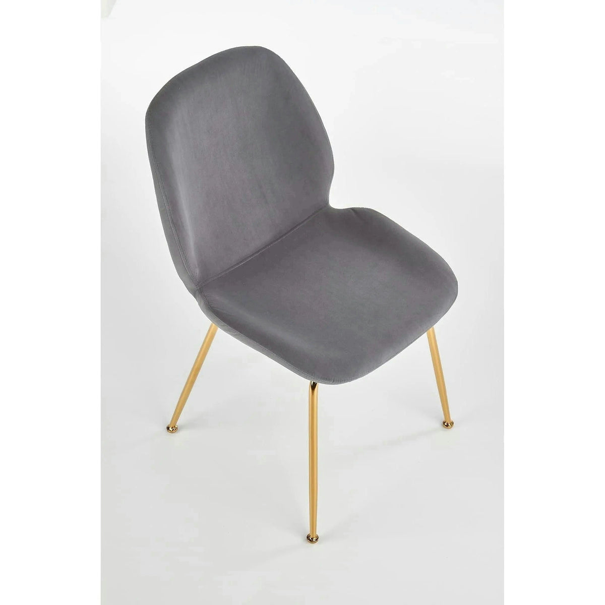 Scaun tapitat K381, gri/auriu, stofa catifelata/metal, 48x58x88 cm