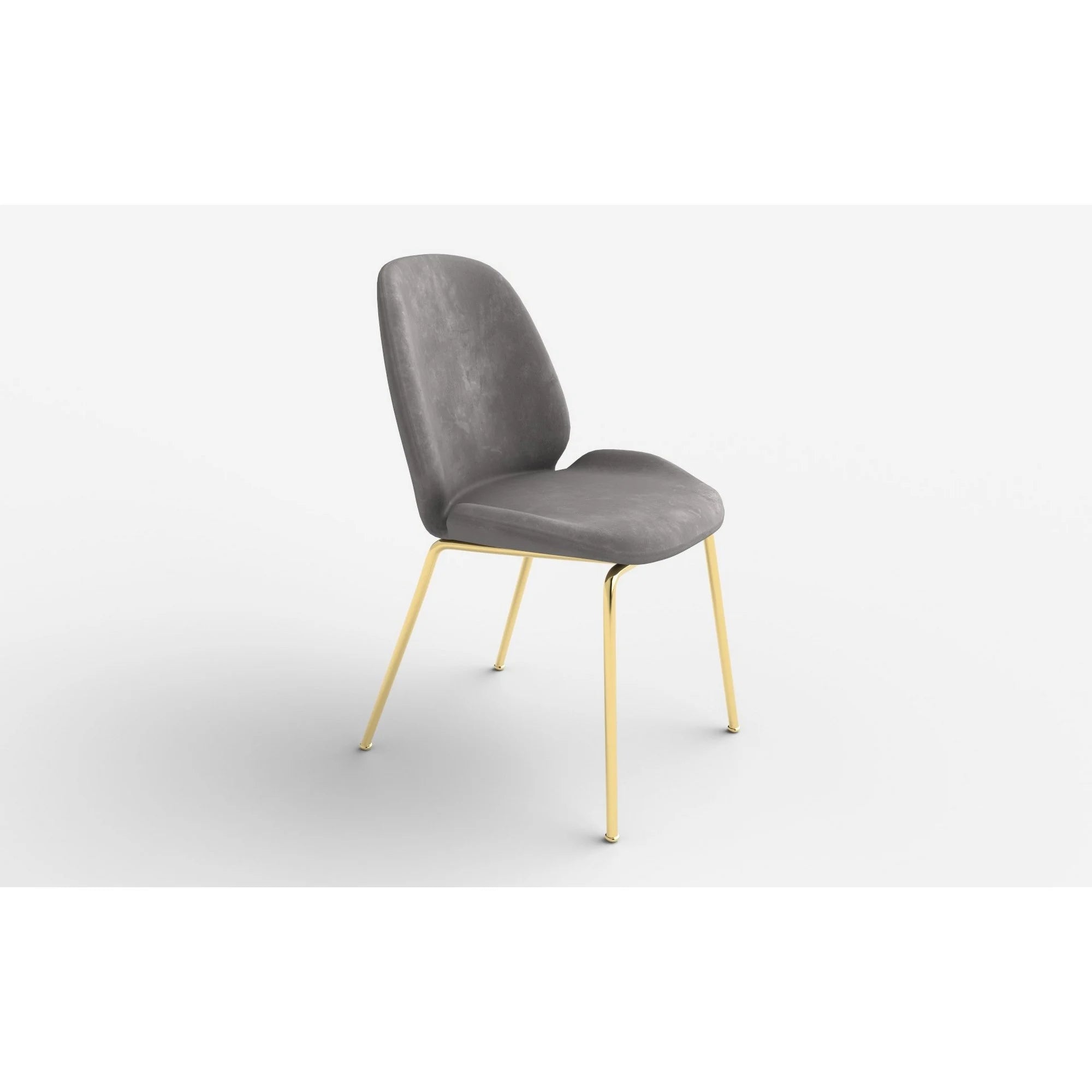 Scaun tapitat K381, gri/auriu, stofa catifelata/metal, 48x58x88 cm