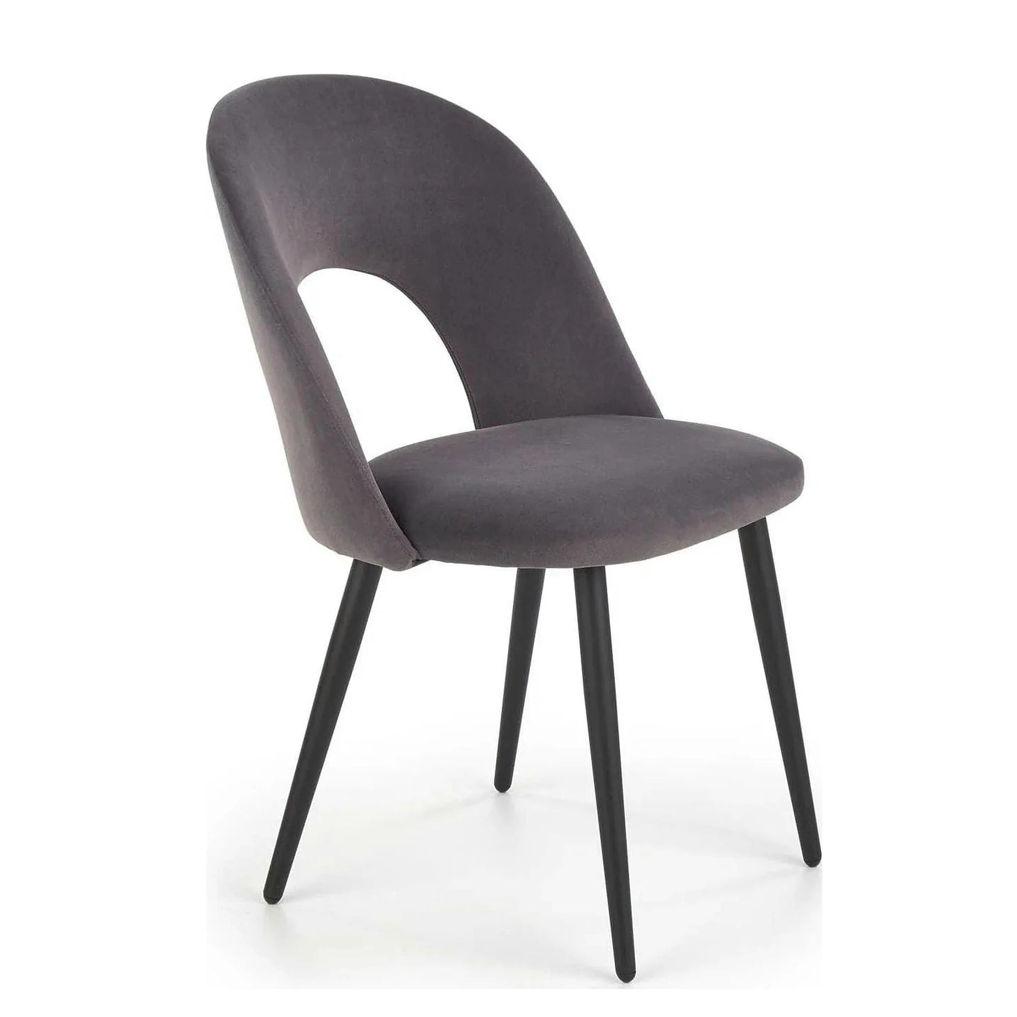 Scaun tapitat K384, gri/negru, stofa catifelata/metal, 54x57x84 cm