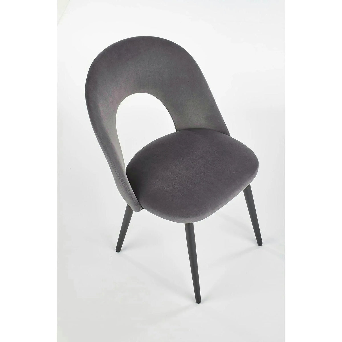 Scaun tapitat K384, gri/negru, stofa catifelata/metal, 54x57x84 cm
