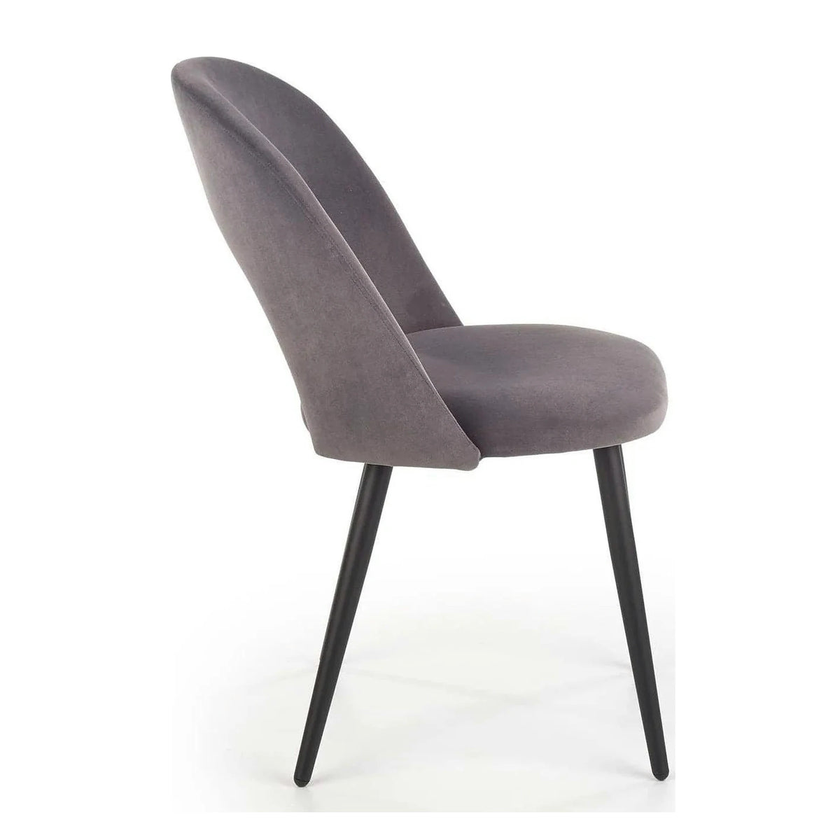 Scaun tapitat K384, gri/negru, stofa catifelata/metal, 54x57x84 cm
