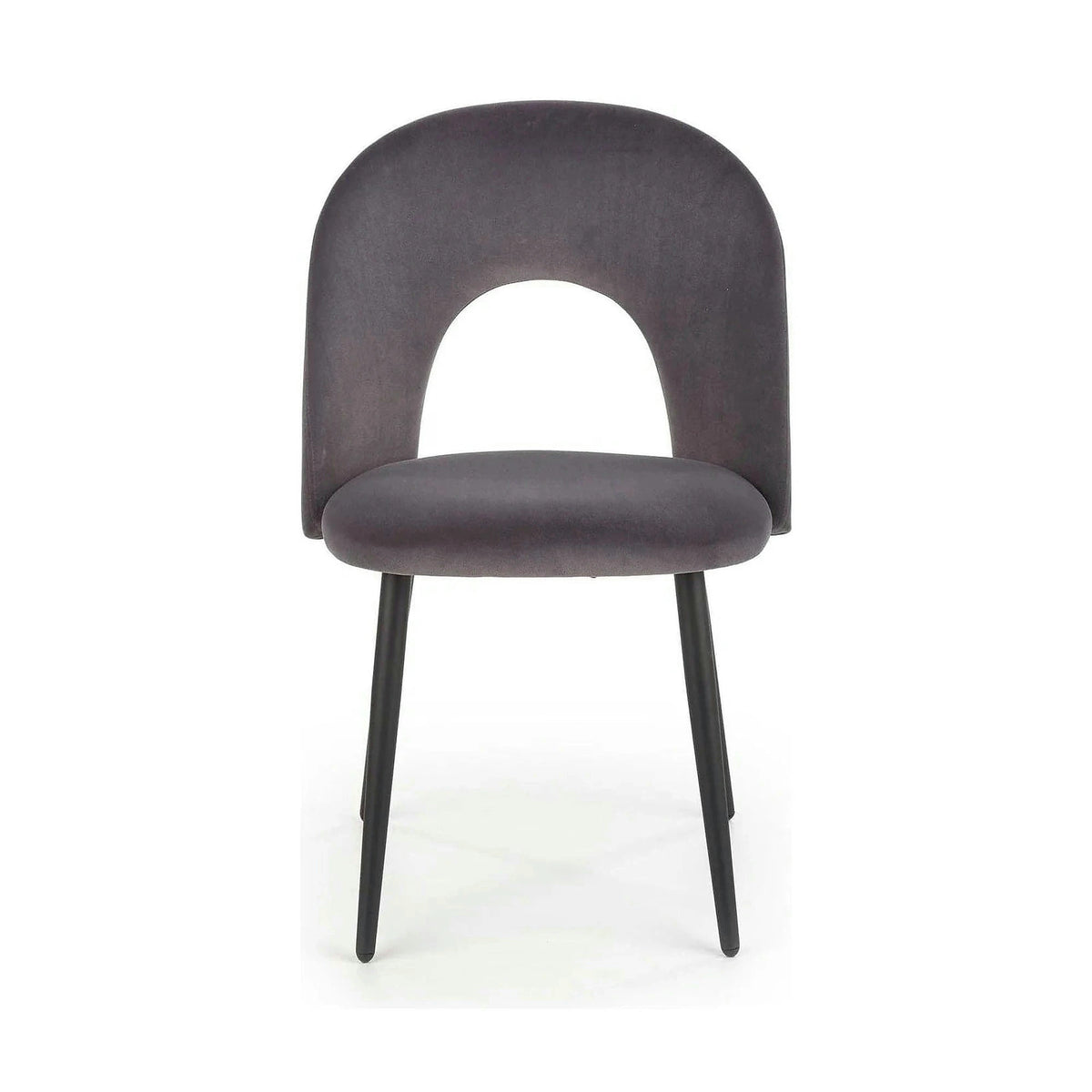 Scaun tapitat K384, gri/negru, stofa catifelata/metal, 54x57x84 cm