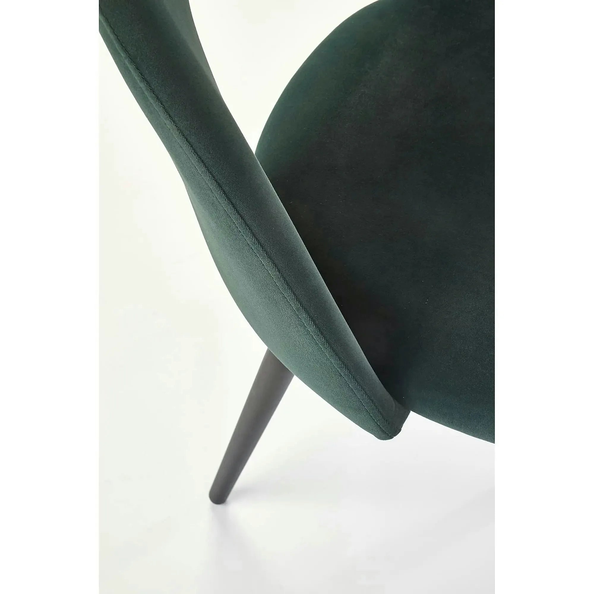 Scaun tapitat K384, verde/negru, stofa catifelata/metal, 54x57x84 cm