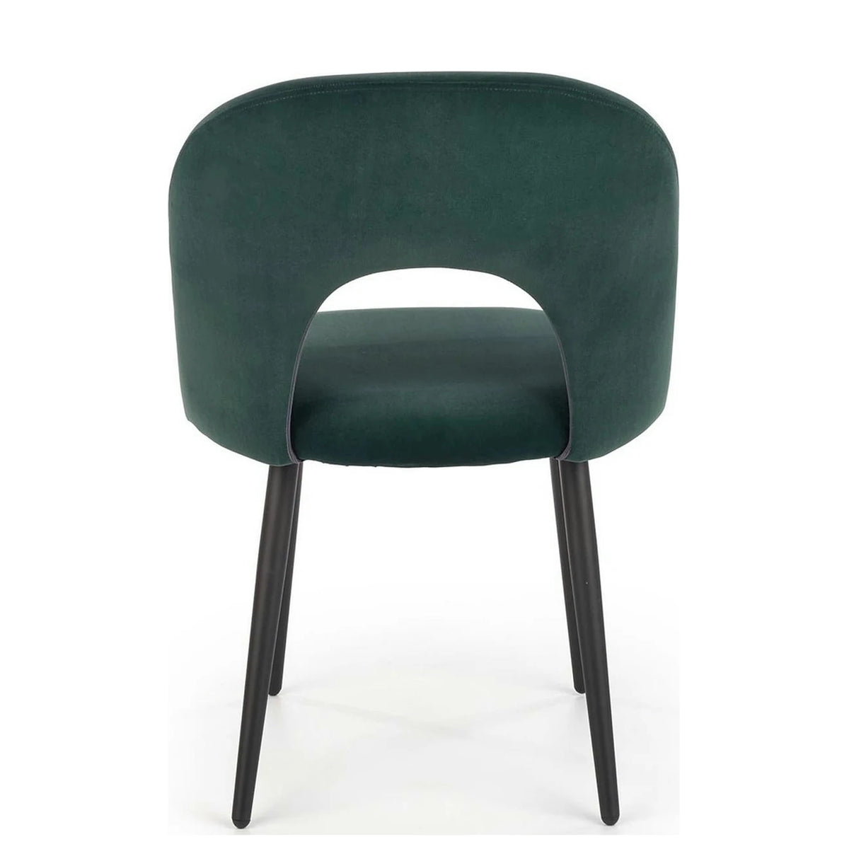 Scaun tapitat K384, verde/negru, stofa catifelata/metal, 54x57x84 cm