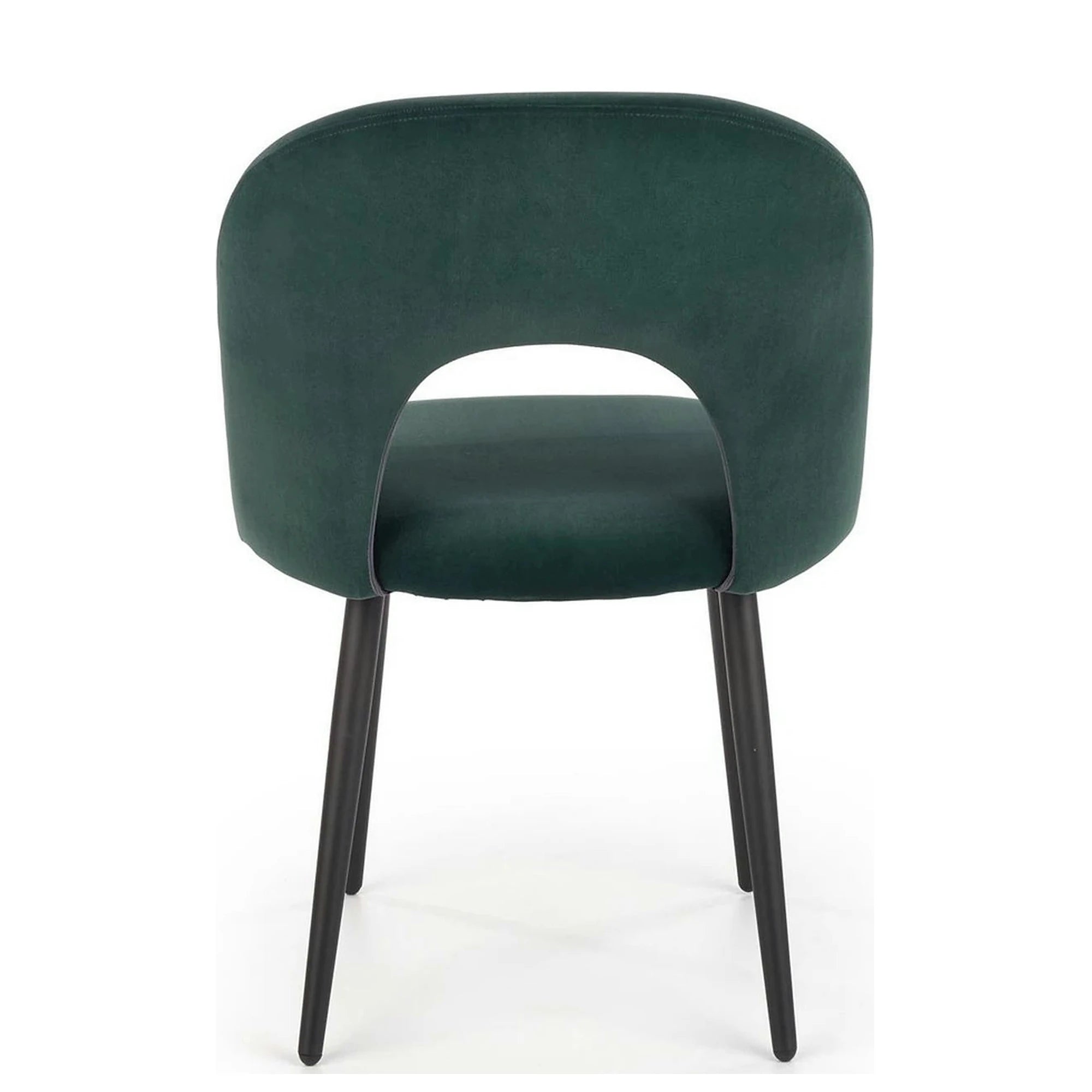 Scaun tapitat K384, verde/negru, stofa catifelata/metal, 54x57x84 cm