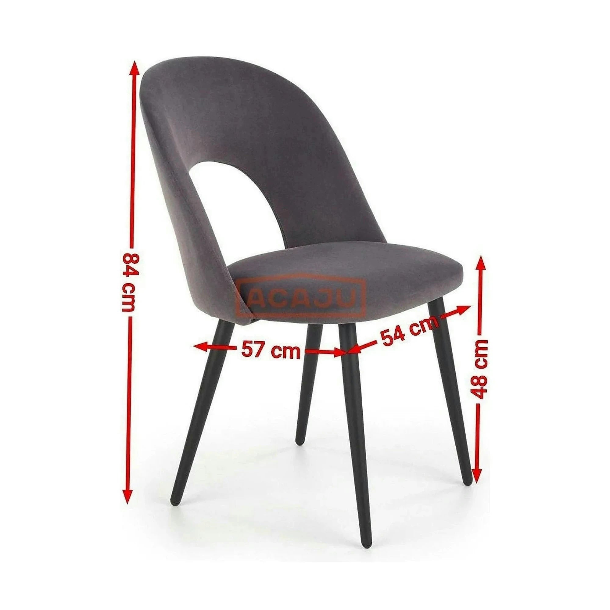 Scaun tapitat K384, verde/negru, stofa catifelata/metal, 54x57x84 cm