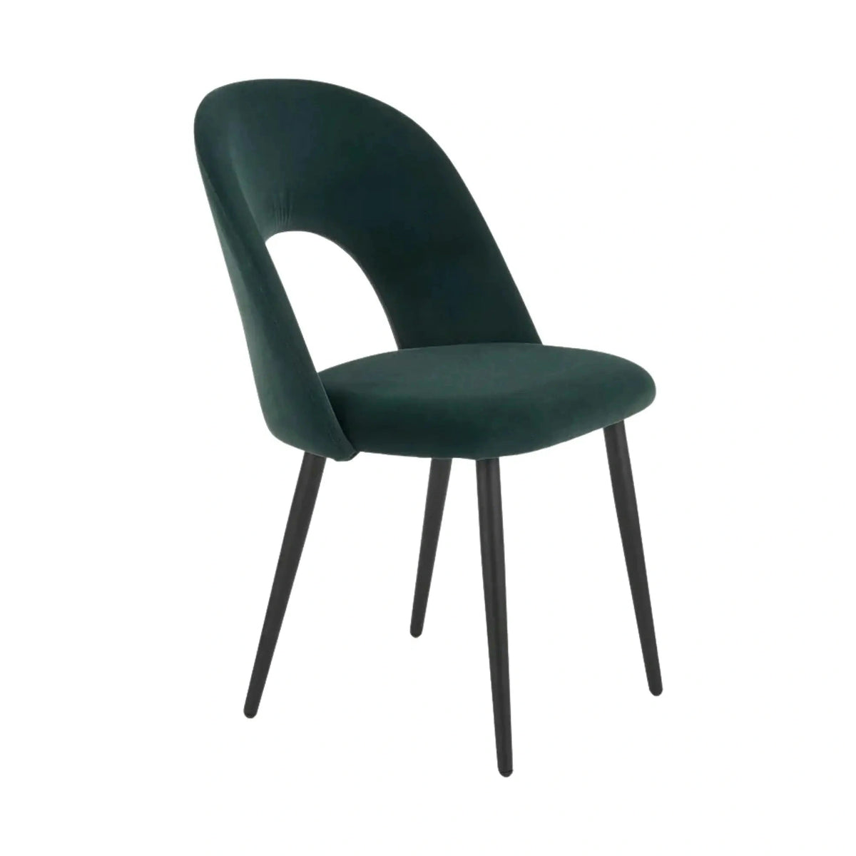 Scaun tapitat K384, verde/negru, stofa catifelata/metal, 54x57x84 cm