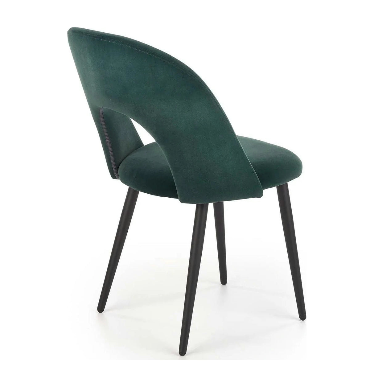 Scaun tapitat K384, verde/negru, stofa catifelata/metal, 54x57x84 cm