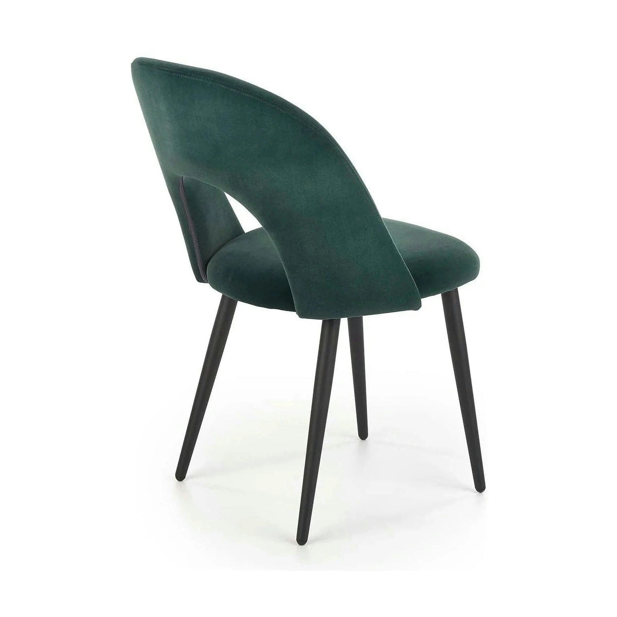 Scaun tapitat K384, verde/negru, stofa catifelata/metal, 54x57x84 cm
