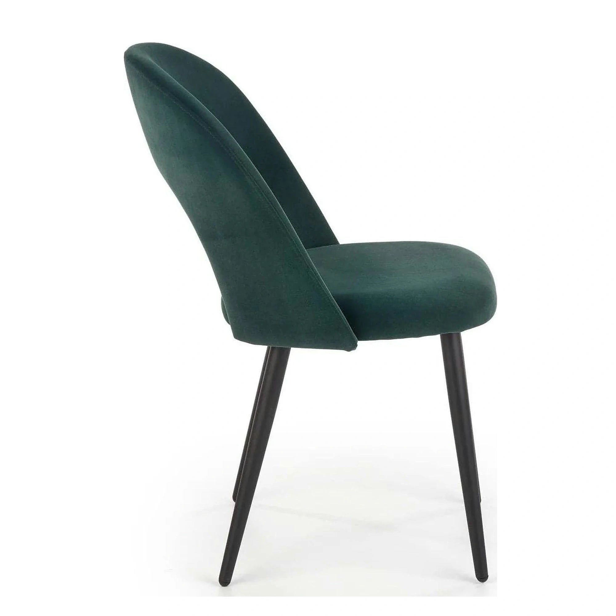 Scaun tapitat K384, verde/negru, stofa catifelata/metal, 54x57x84 cm