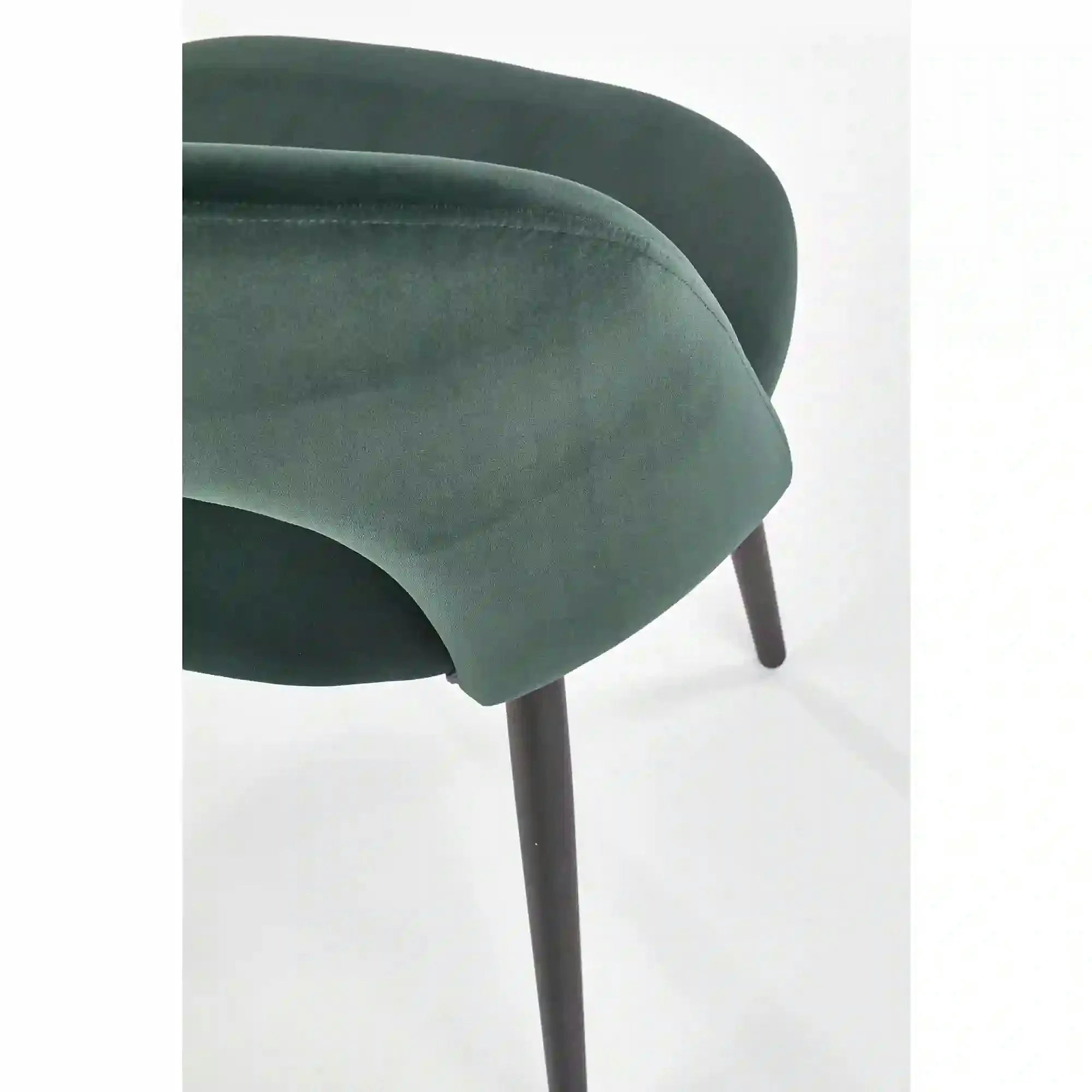 Scaun tapitat K384, verde/negru, stofa catifelata/metal, 54x57x84 cm