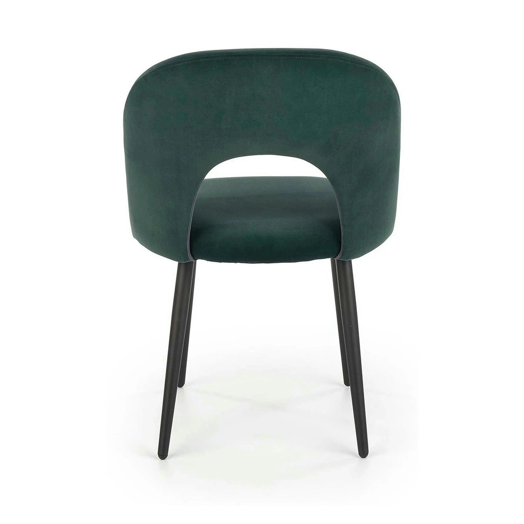 Scaun tapitat K384, verde/negru, stofa catifelata/metal, 54x57x84 cm
