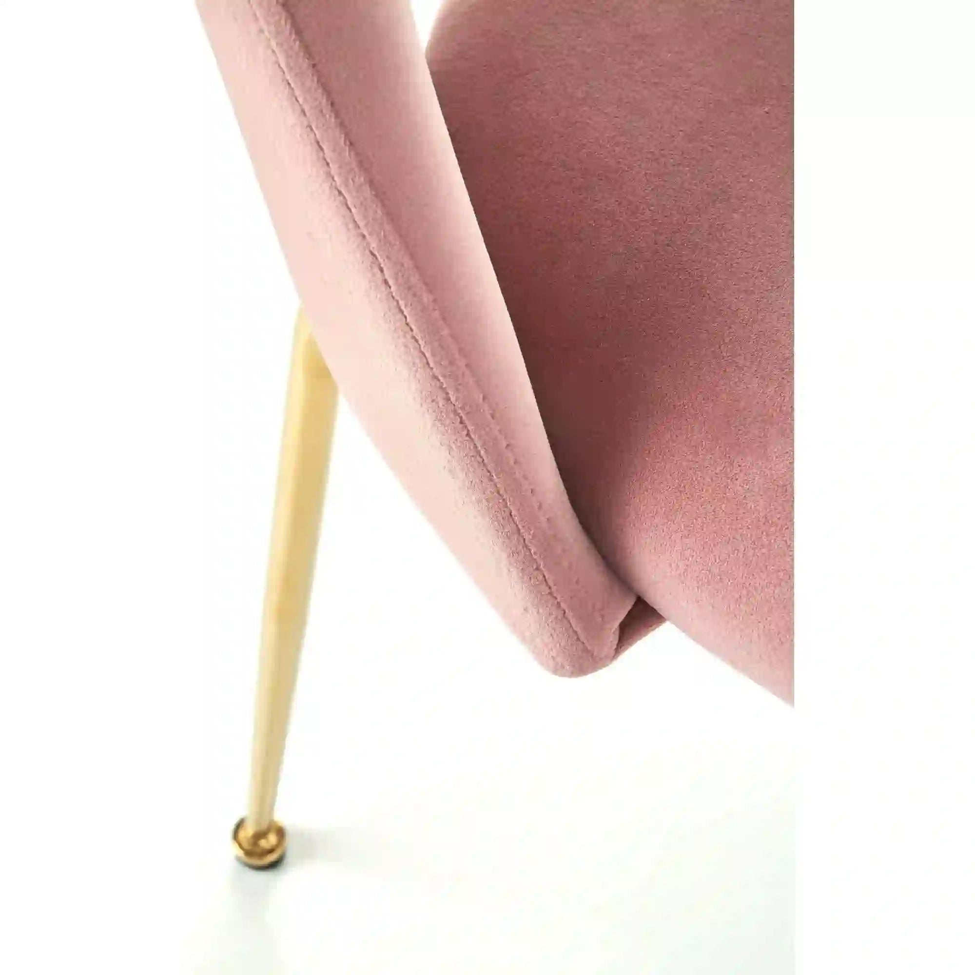 Scaun tapitat K385, roz deschis/auriu, stofa catifelata/metal, 54x59x88 cm