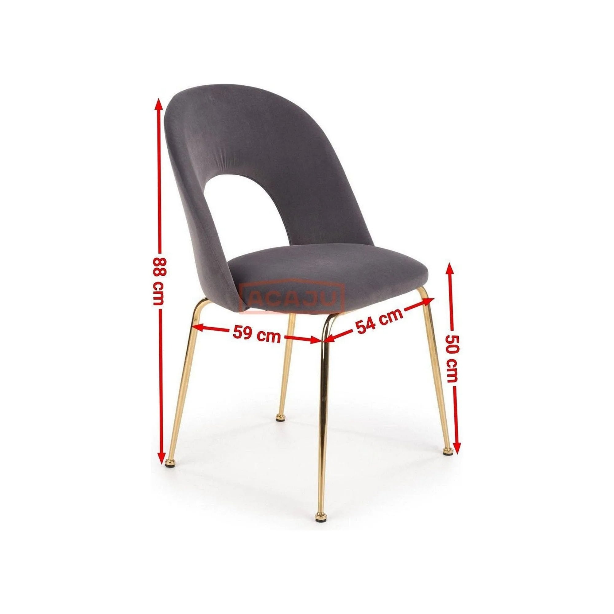 Scaun tapitat K385, roz deschis/auriu, stofa catifelata/metal, 54x59x88 cm