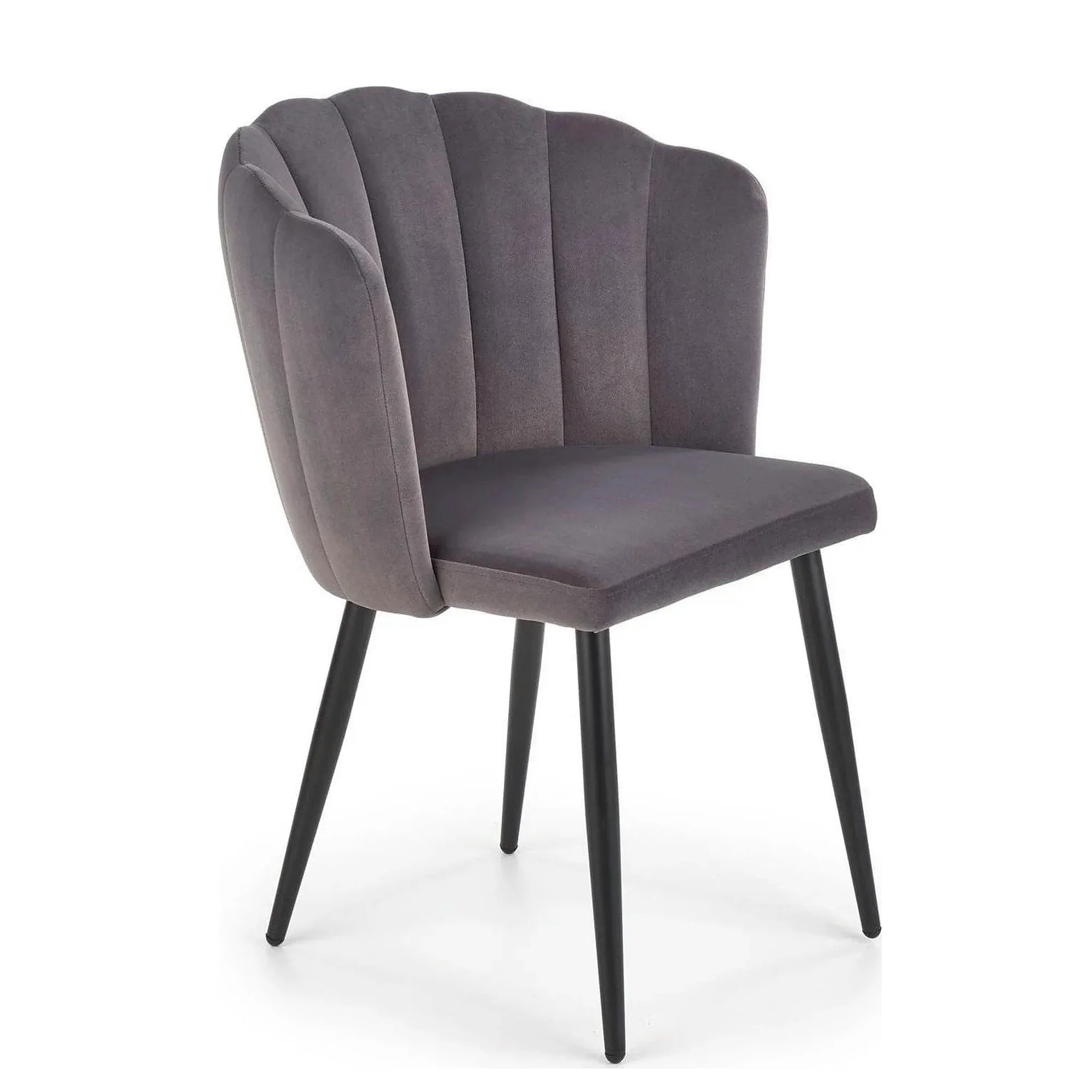 Scaun tapitat K386, gri inchis/negru, stofa catifelata/metal, 60x58x84 cm