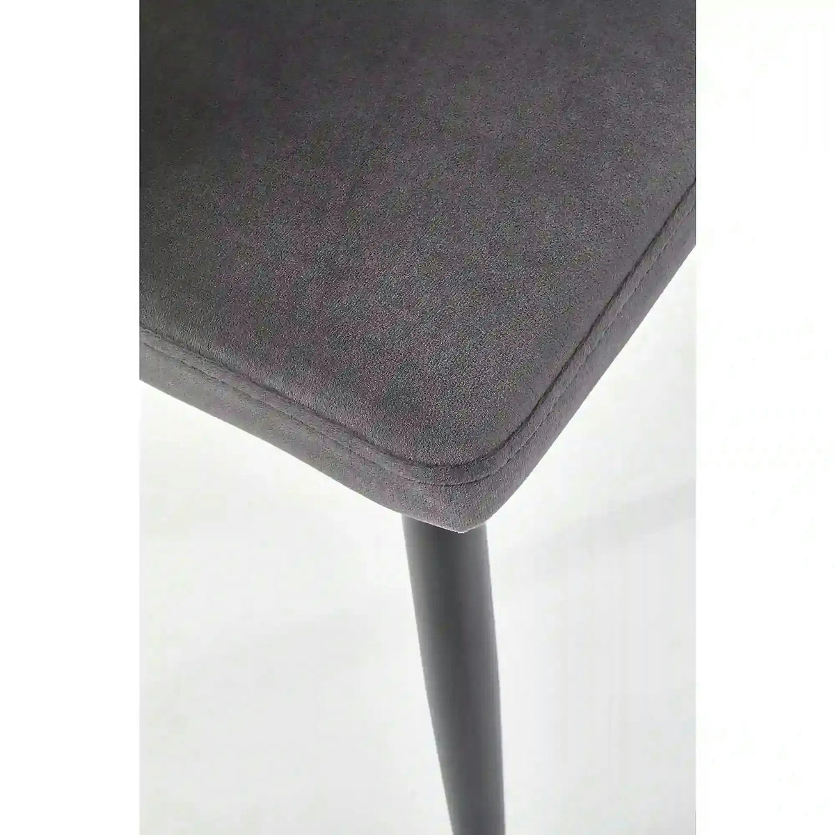 Scaun tapitat K386, gri inchis/negru, stofa catifelata/metal, 60x58x84 cm